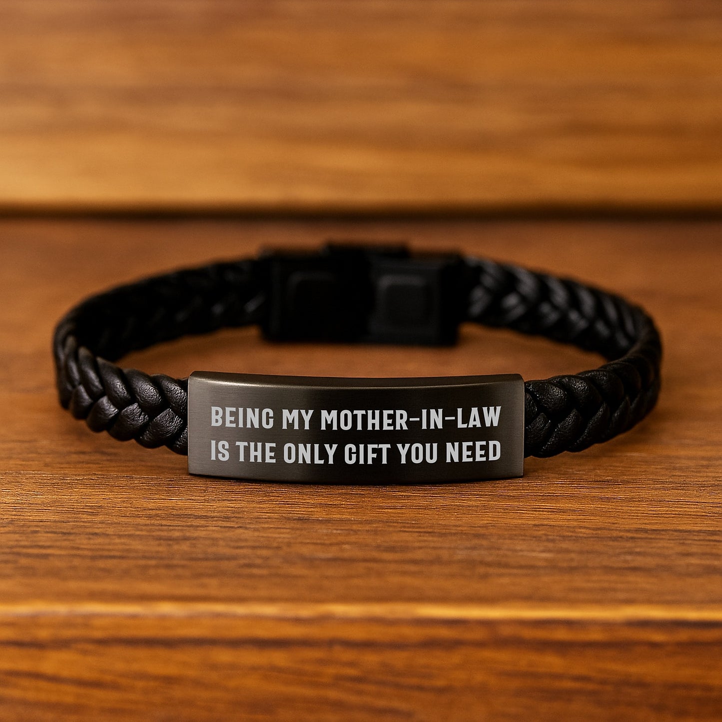 Funny Mom-in-law Gifts - 'Being My Mom-in-law Is The Only Gift You Need' Interlaced Leather Bracelet for Mom-in-law, Gifts from Friends and Family, Graduation Unique Gifts - Image 2