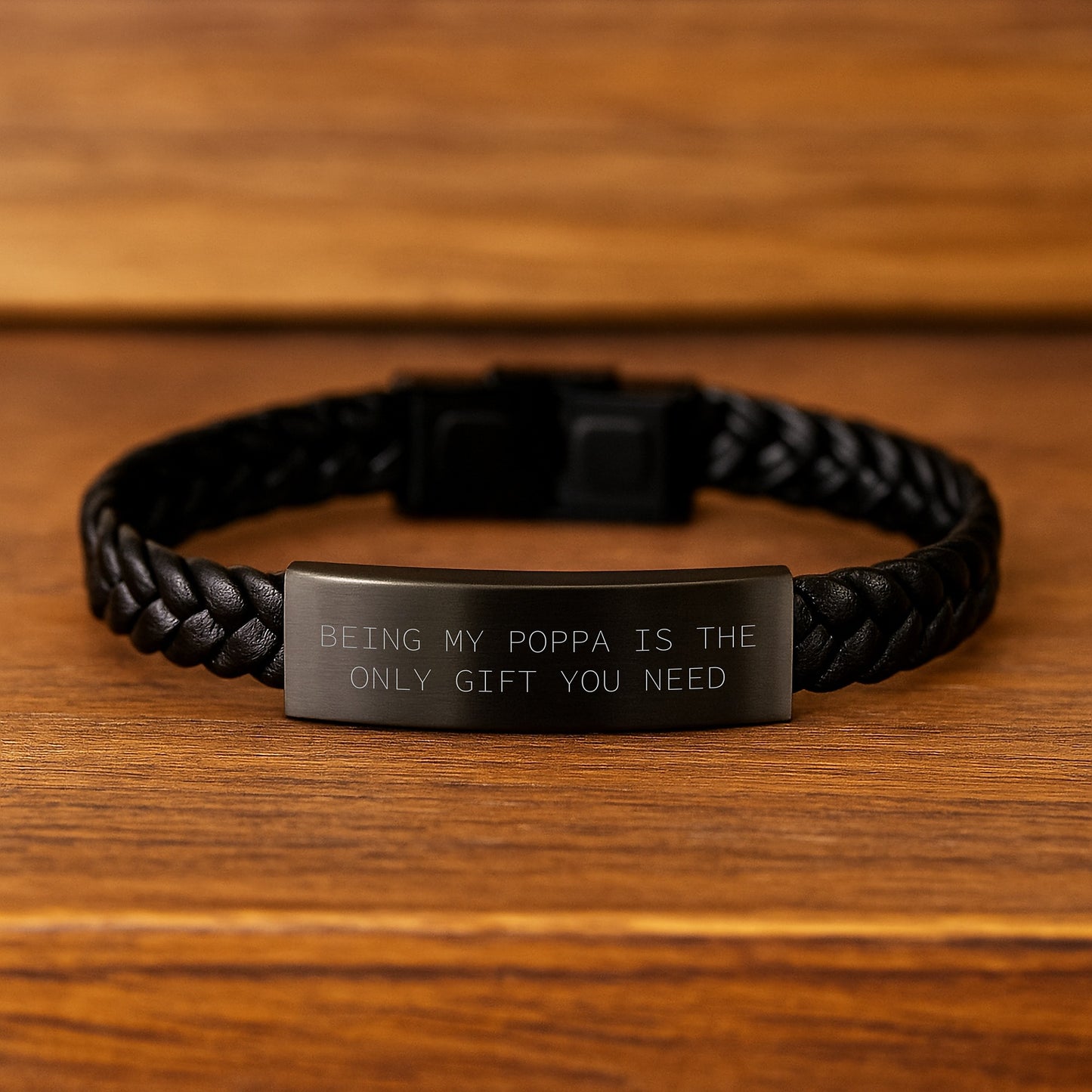 Poppa Keepsake Interlaced Leather Bracelet Premium Birthday Gift for Him - Image 2