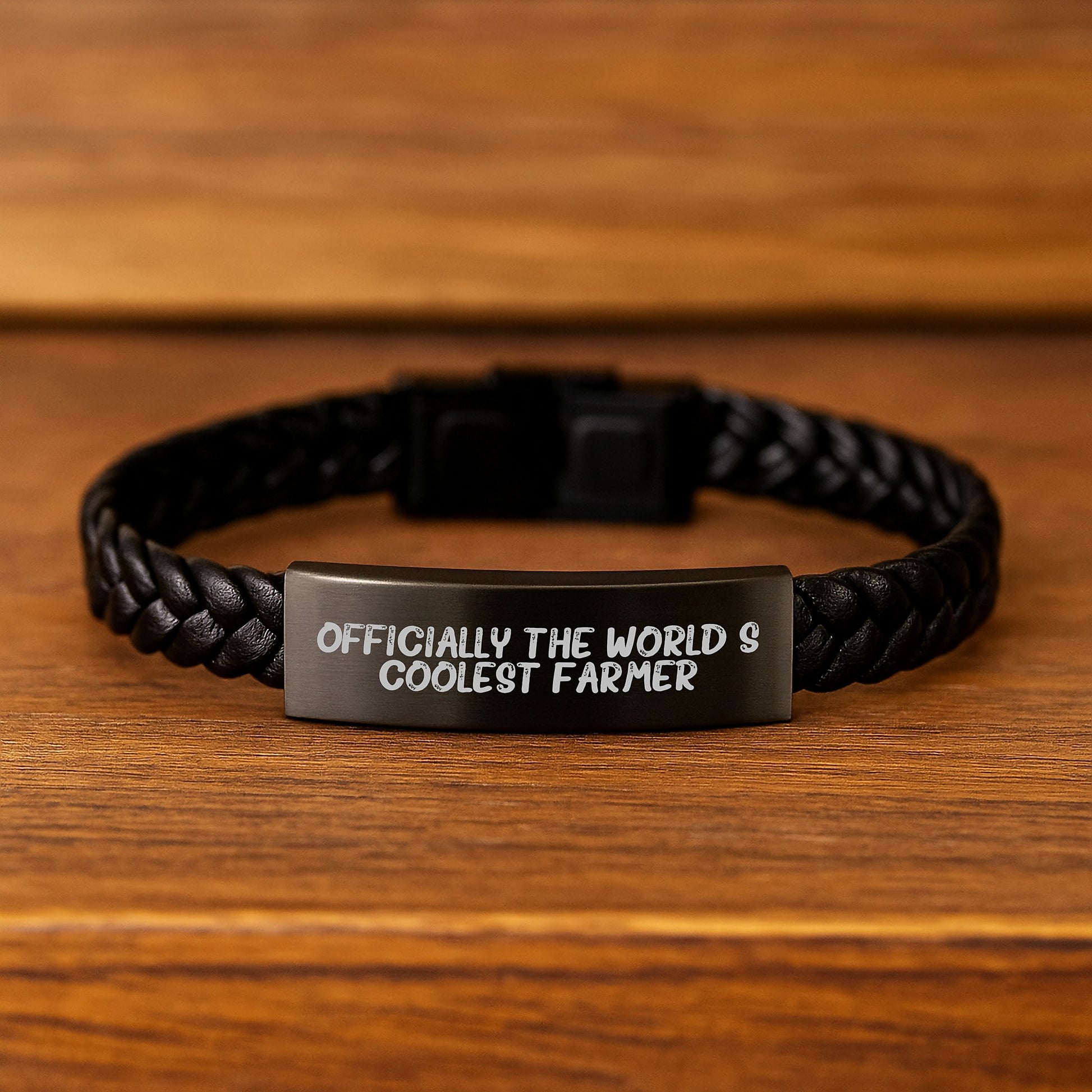 For Him Birthday Gift The World's Coolest Farmer Leather Bracelet - Image 2