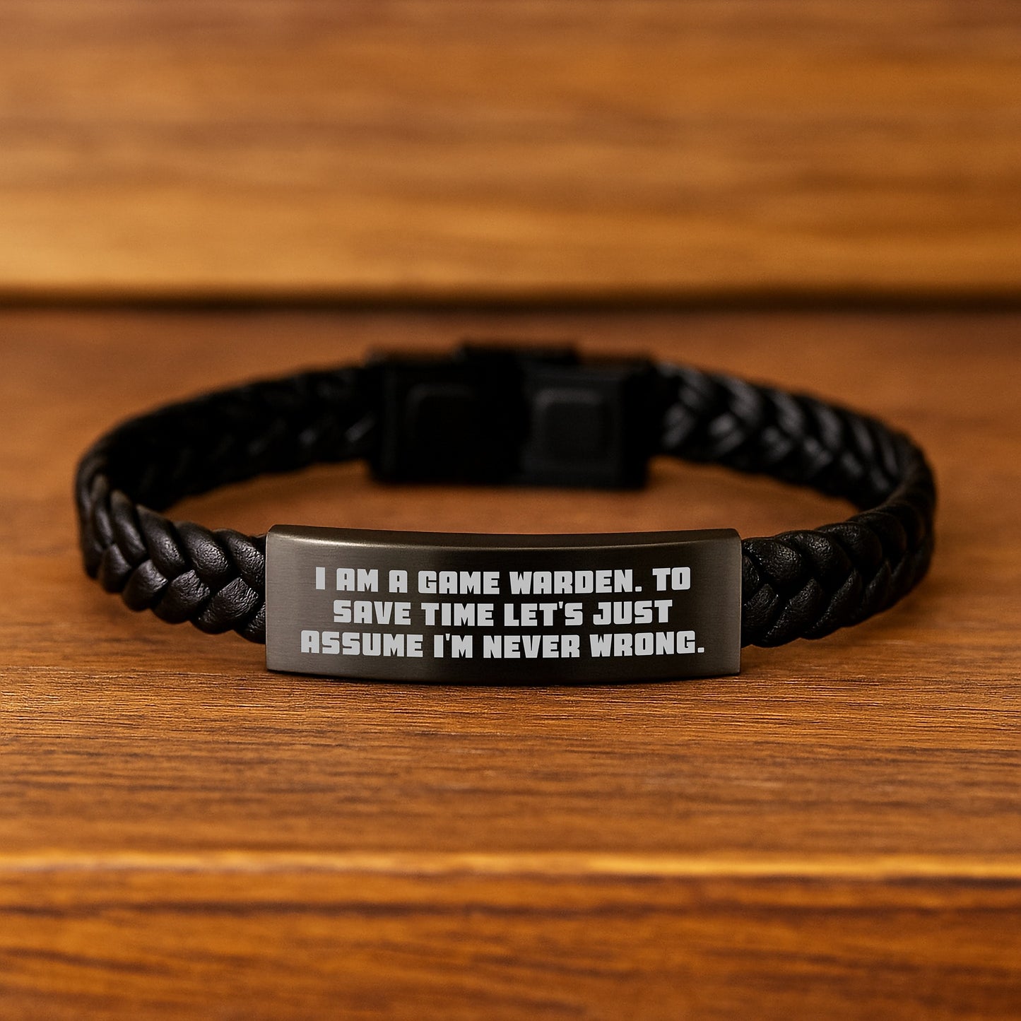 Game Warden Keepsake Interlaced Leather Bracelet for Him Birthday Gift - Image 2