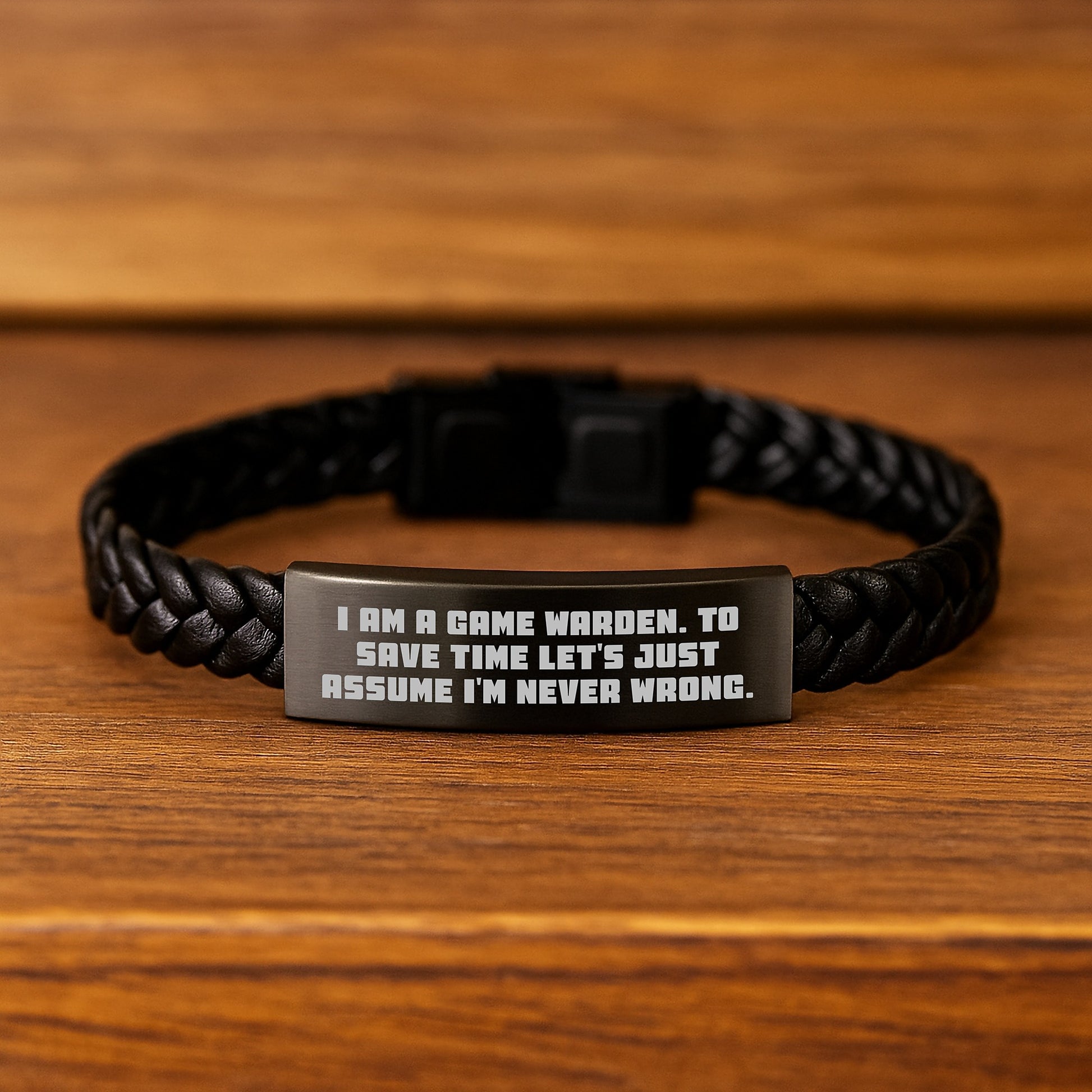Game Warden Keepsake Interlaced Leather Bracelet for Him Birthday Gift - Image 2