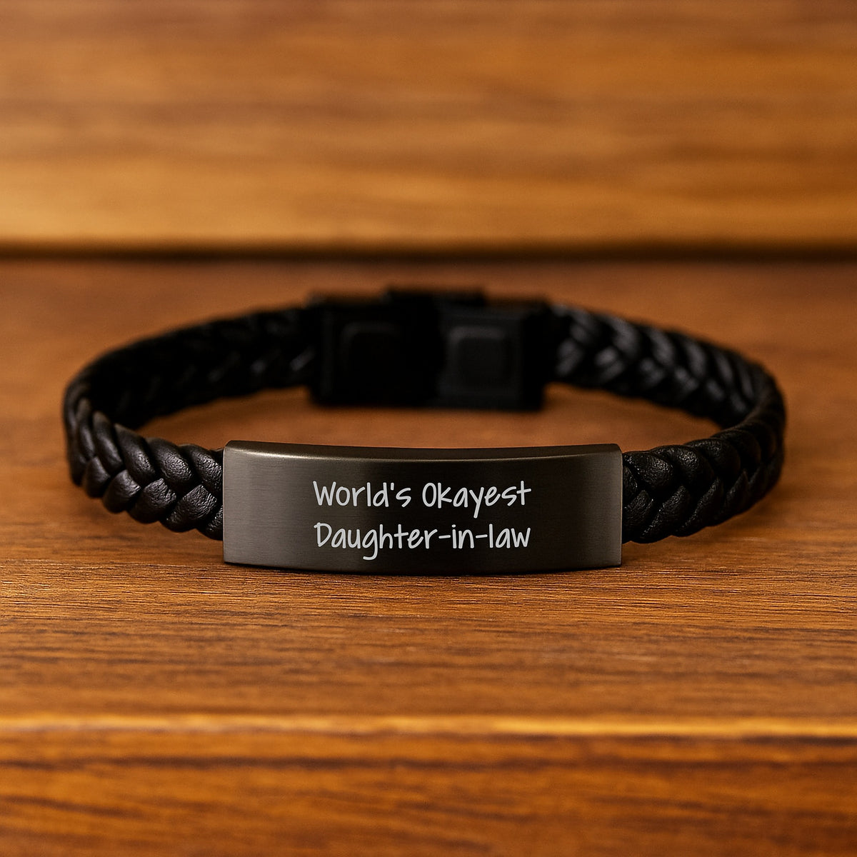 Daughter-in-Law Gift World's Okayest Daughter-in-Law Interlaced Leather - Image 2