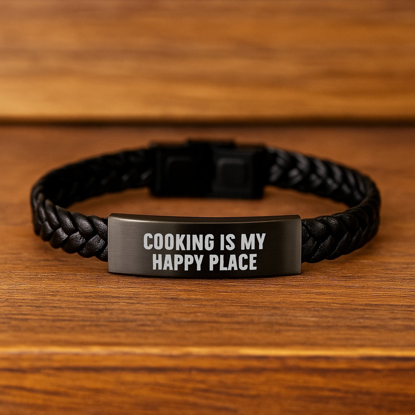 Cooking Enthusiast Gifts for Women - 'Cooking Is My Happy Place' Leather Bracelet for Valentine's - Unique Interlaced Leather Jewelry for Cooking Lovers - Image 2