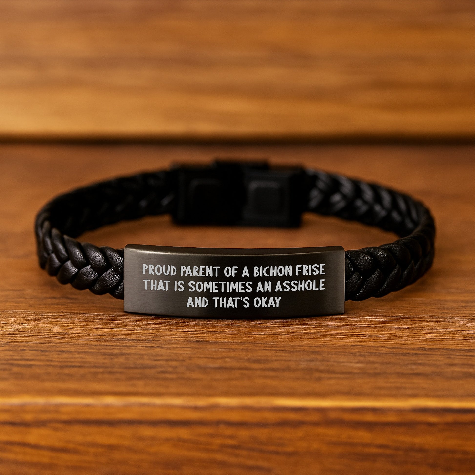 Funny Bichon Frise Dog Gifts for Men, Bichon Frise Dog Dad, Gifts from Men to Dad, Interlaced Leather Bracelet - Image 2