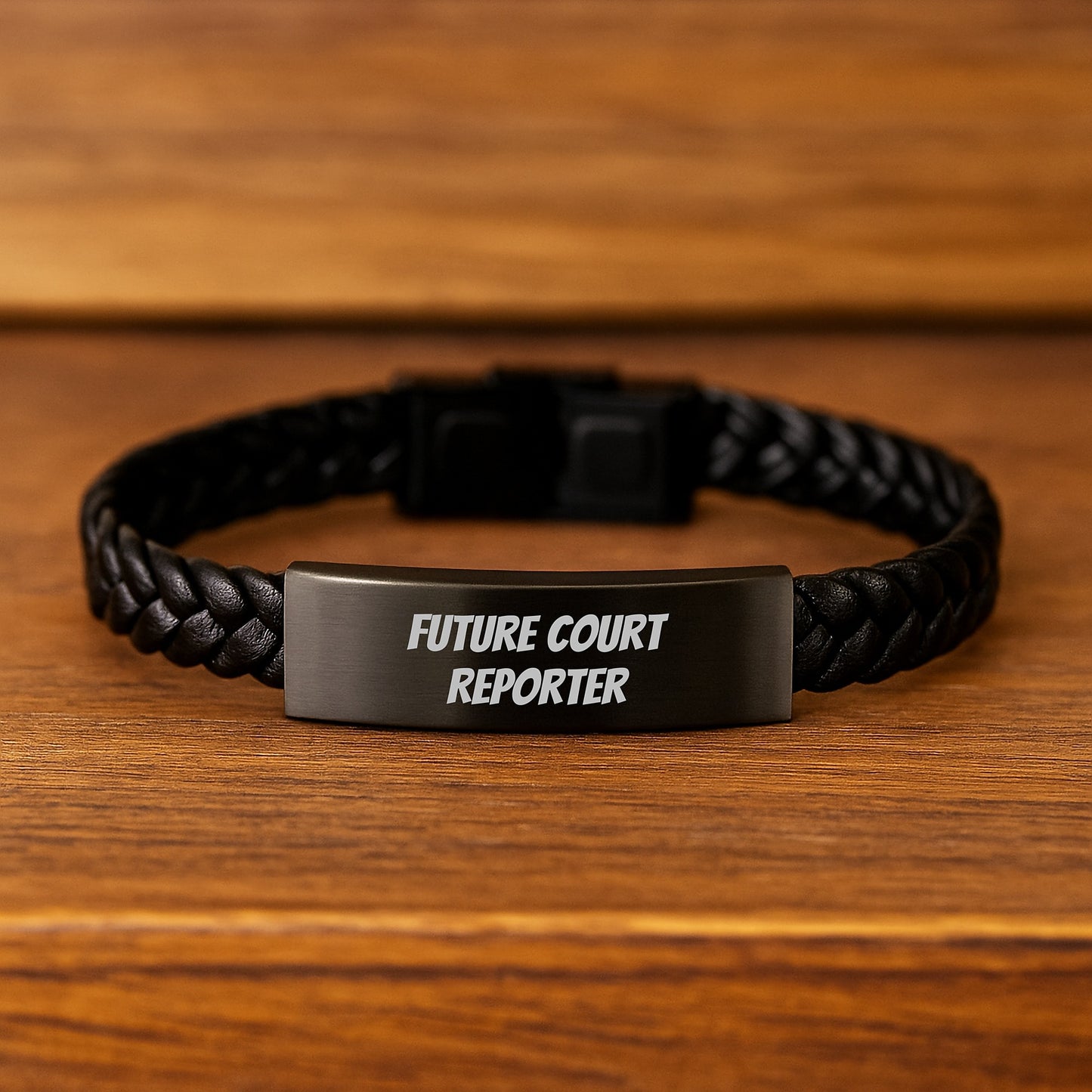 Funny Future Court Reporter Inspirational Gifts from Men for Court Reporter Birthday Unique Gifts Interlaced Leather Bracelet - Image 2