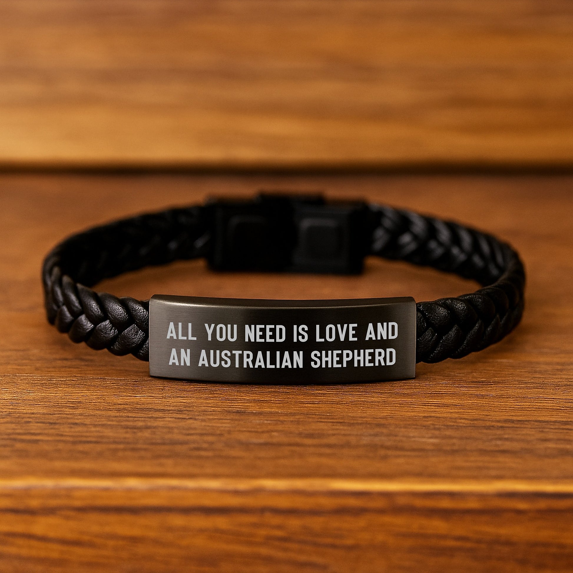 A Heartfelt Gift for Australian Shepherd Dog Lovers - 'All You Need Is Love' Interlaced Leather Bracelet, Valentine's Unique Gifts for Women, Men, and Friends - Image 2