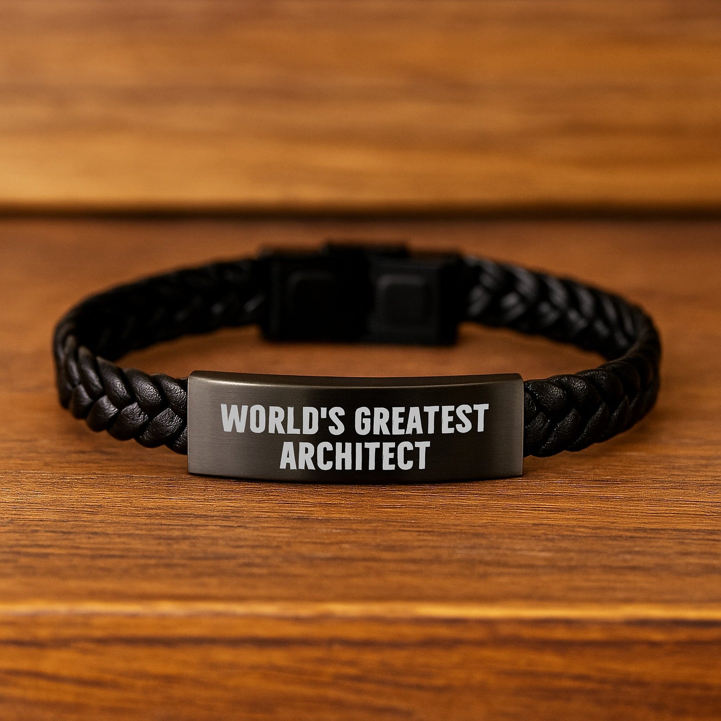 Funny World's Greatest Architect Leather Gift for Architects, Unique Interlaced Leather Bracelet for Mom, Stainless Steel and PU Leather - Image 2
