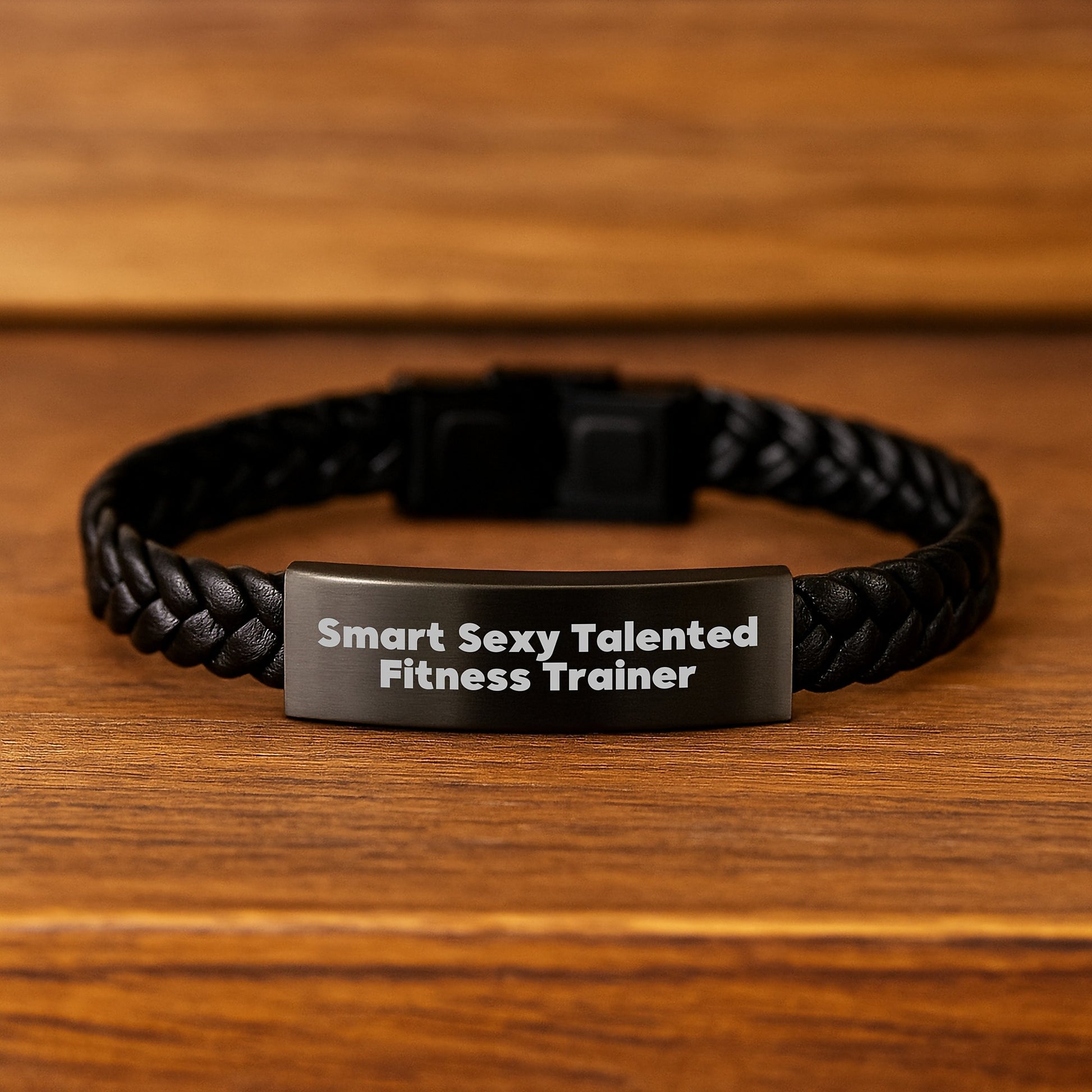 Gifts from Friends and Family for the Smart Sexy Talented Fitness Trainer, Interlaced Leather Bracelet for Christmas Unique Presents for Fitness Trainers, Funny Quote for Motivation - Image 2