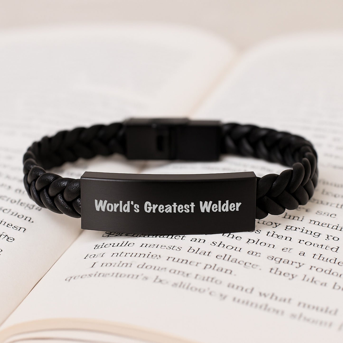 Funny Welder Gifts from Men for Men, Unique Graduation Unique Gifts for Welder, Interlaced Leather Bracelet Quote 'World's Greatest Welder' - Image 3