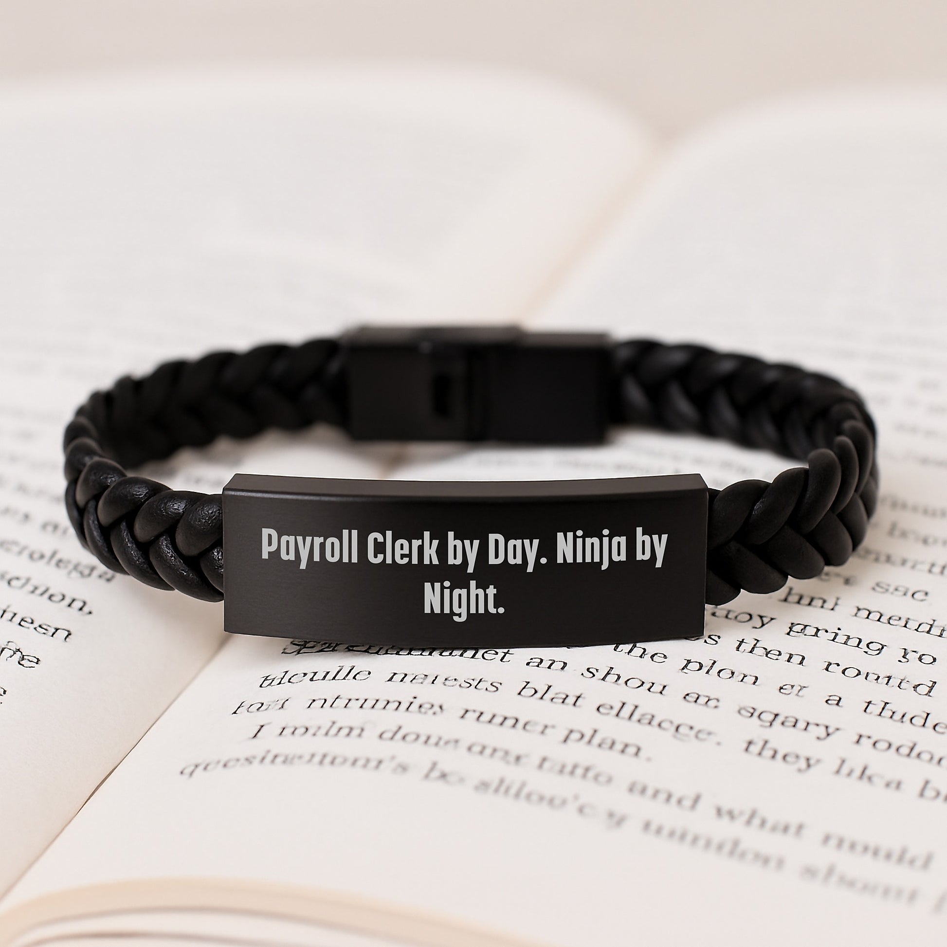 Funny Payroll Clerk Gifts from Friends to Payroll Clerk Men, Interlaced Leather Bracelet with Quote, Christmas Unique Presents - Image 3