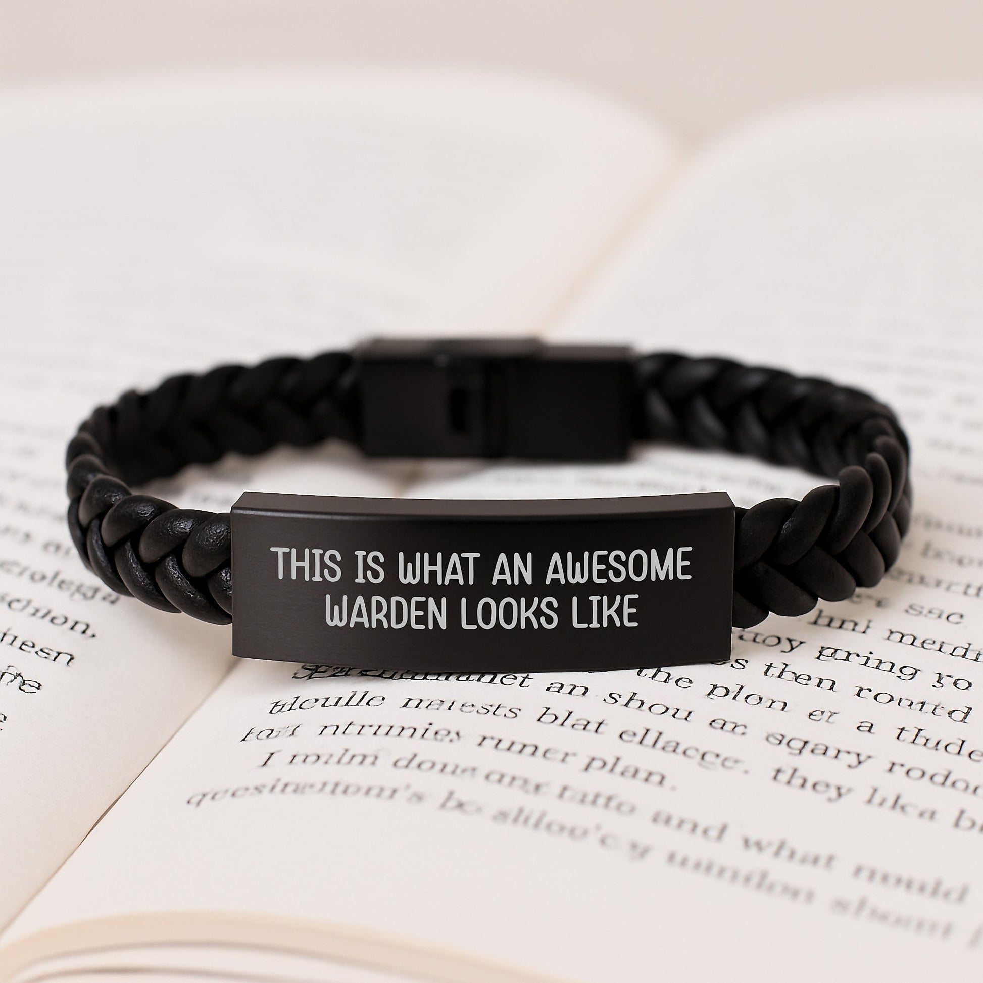 Funny Warden Gifts for Men - Interlaced Leather Bracelet with Quote 'This Is What An Awesome Warden Looks Like' - Ideal Gift for Graduation Day - Image 3