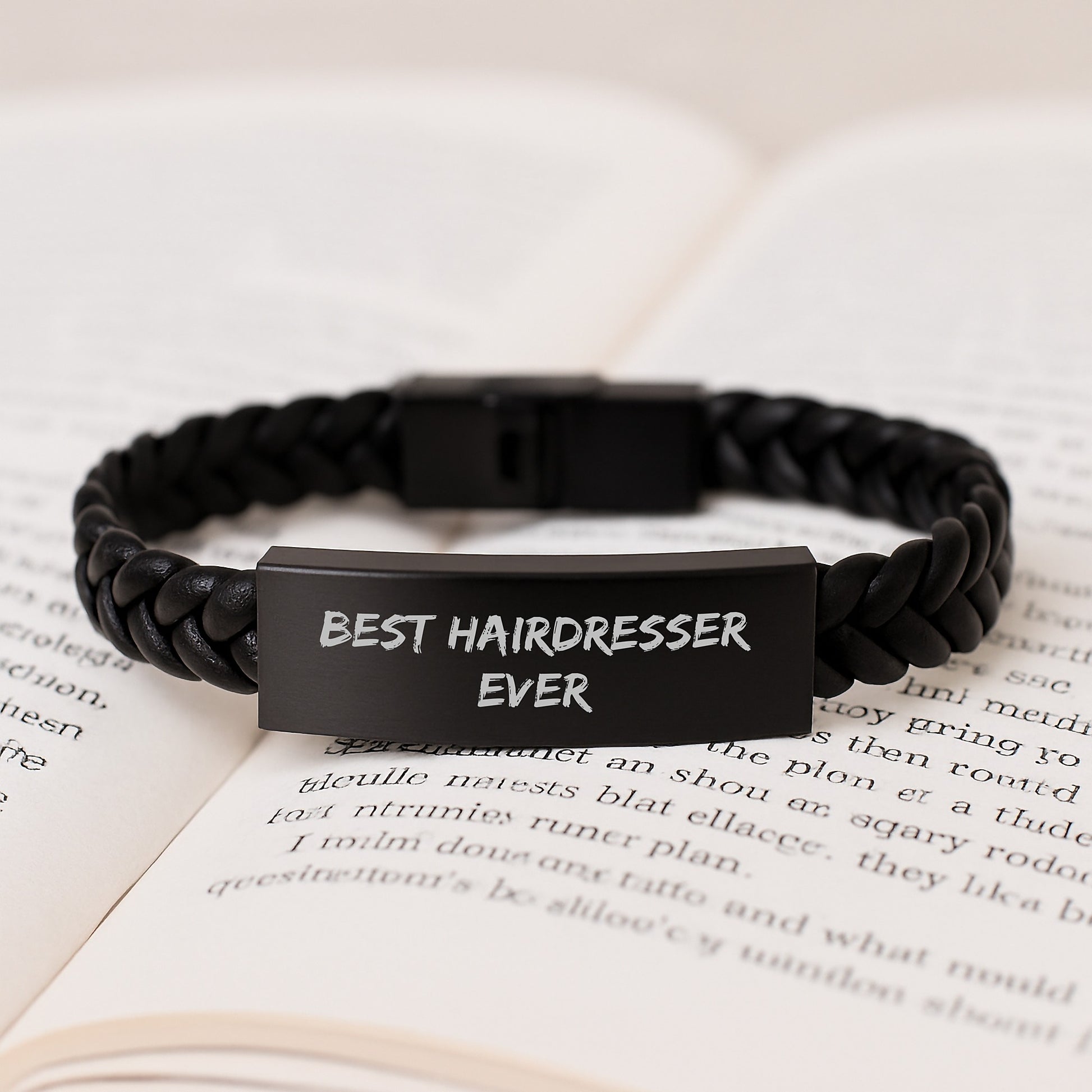 Funny Hairdresser Gifts from Family - Best Hairdresser Ever Interlaced Leather Bracelet for Graduation - Image 3