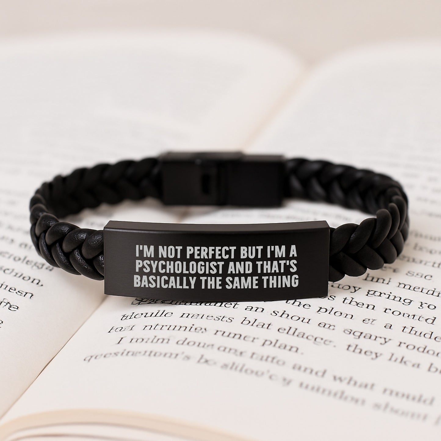 Funny Psychologist Gifts for Birthday, Interlaced Leather Bracelet from Friends to Family, 'I'm Not Perfect But I'm A Psychologist And That's Basically The Same Thing' - Image 3