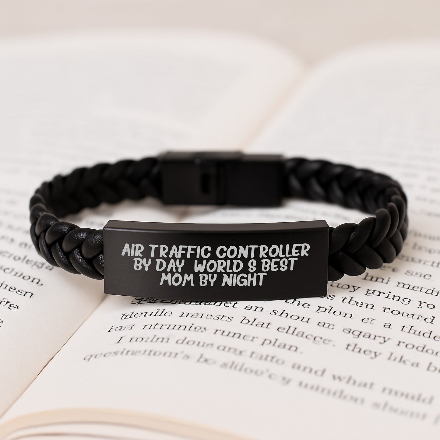 Air Traffic Controller Gifts from Men - Funny Interlaced Leather Bracelet for Christmas Unique Gifts for Air Traffic Controller By Day, World's Best Mom By Night. - Image 3
