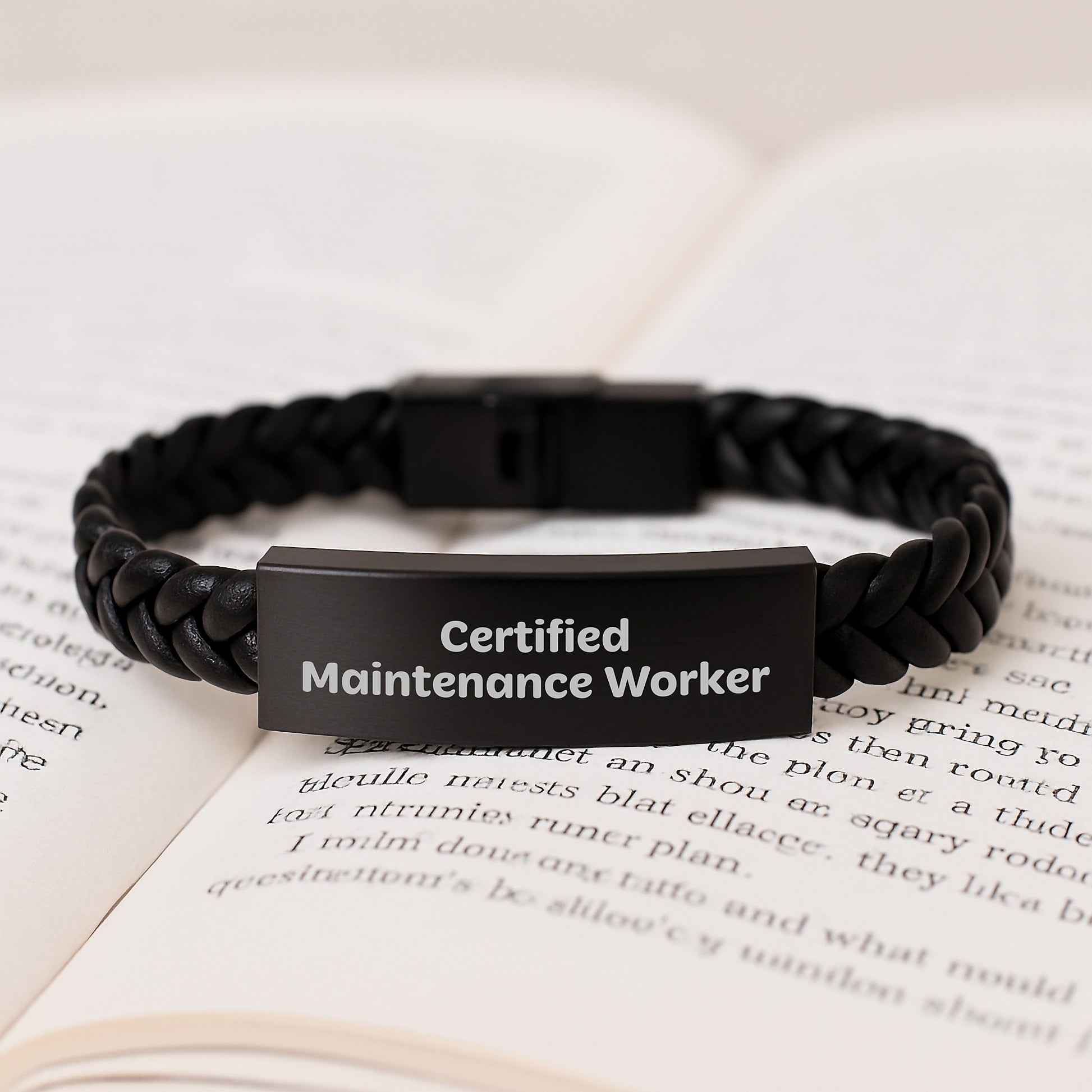 Funny Certified Maintenance Worker Gifts from Friends for Birthday Interlaced Leather Bracelet - Image 3
