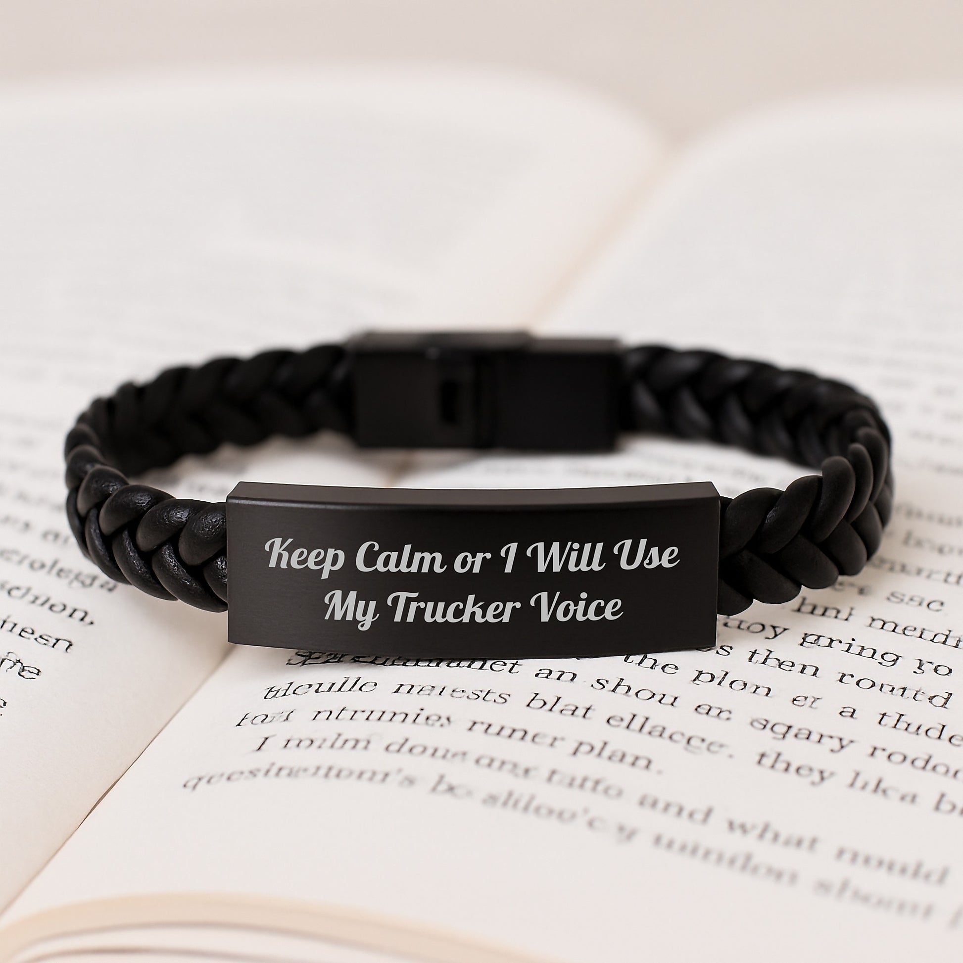 Trucker Humor Interlaced Leather Bracelet Gifts from Friends to Men Keep Calm, Trucker Voice, Graduation Unique Gifts - Image 3