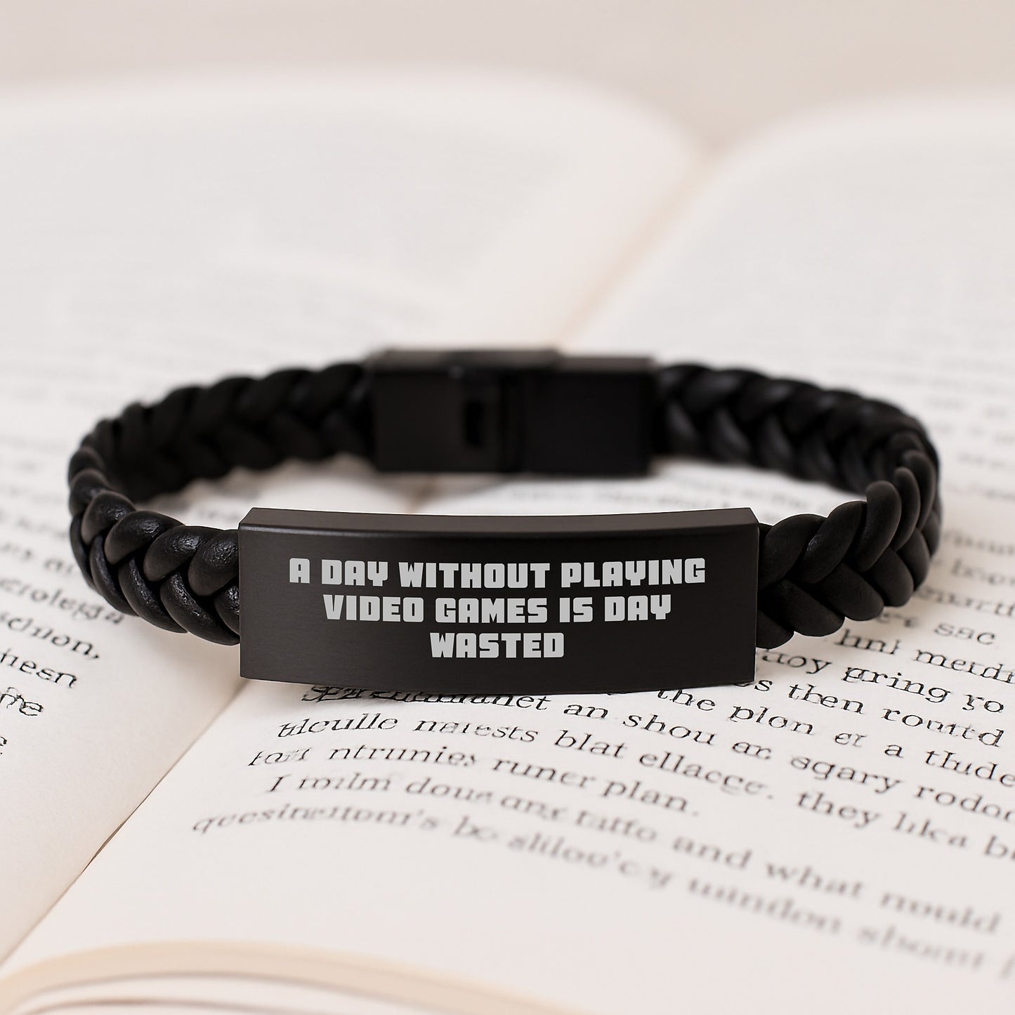 Funny Video Game Lover Gifts from Friends - A Day Without Playing Video Games Is Day Wasted Interlaced Leather Bracelet Birthday Unique Ideas for Men and Women Playing Video Games Enthusiasts - Image 3