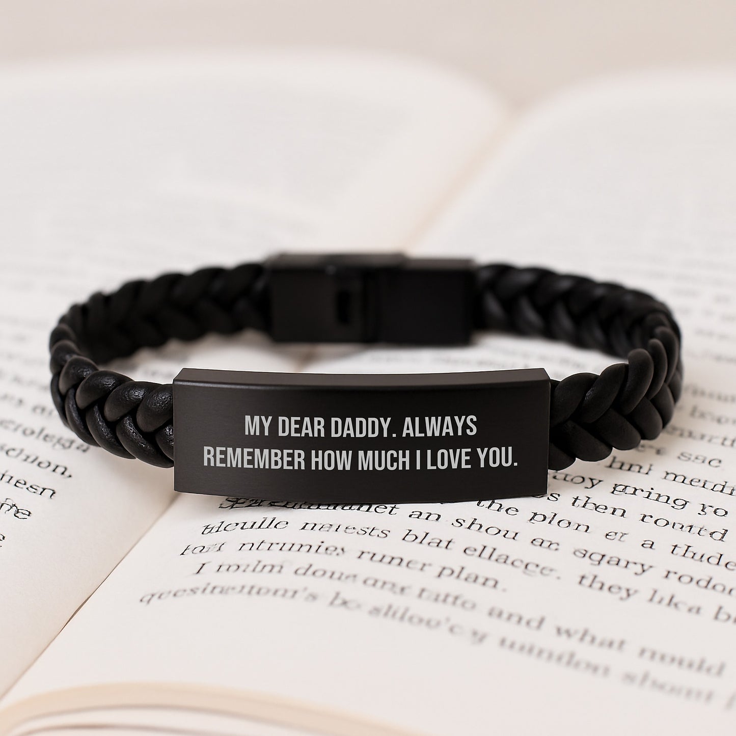Funny Daddy Gifts from Men, Unique Interlaced Leather Bracelets with My Dear Daddy Quote, Christmas Unique Gifts for Daddy - Image 3