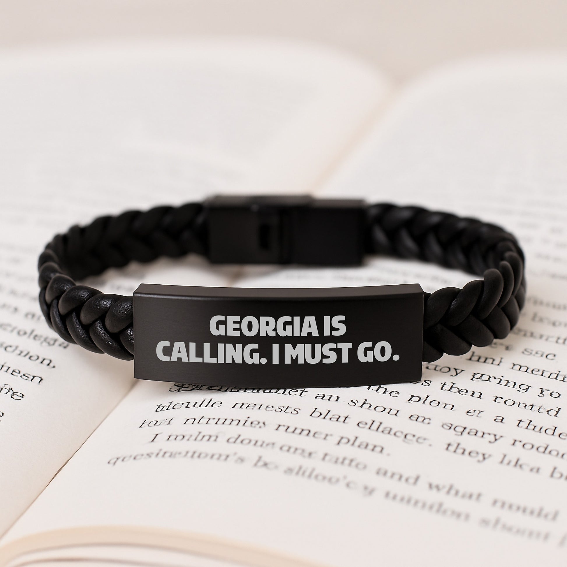 Georgia Calling Interlaced Leather Bracelet, Funny Quote Gifts from Friends, Unique Birthday Unique Gifts for Georgia Men and Women - Image 3