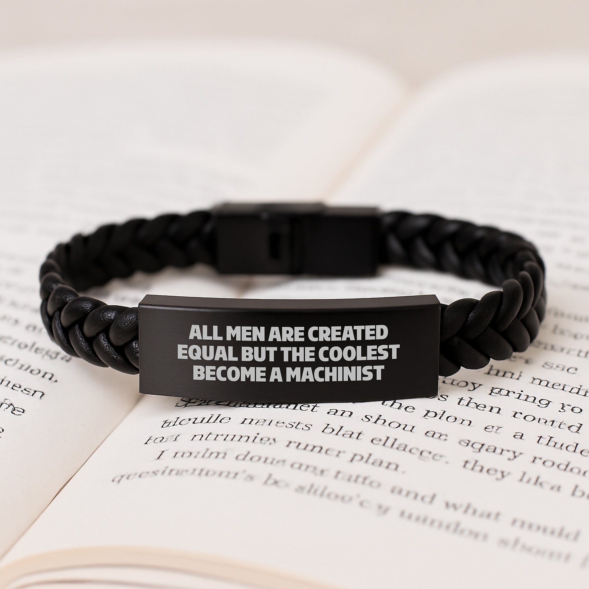 Machinist Inspirational Funny Graduation Unique Gifts from Men to Machinist Friends, Interlaced Leather Bracelet for Machinist Men, All Men Are Created Equal But The Coolest Become A Machinist - Image 3