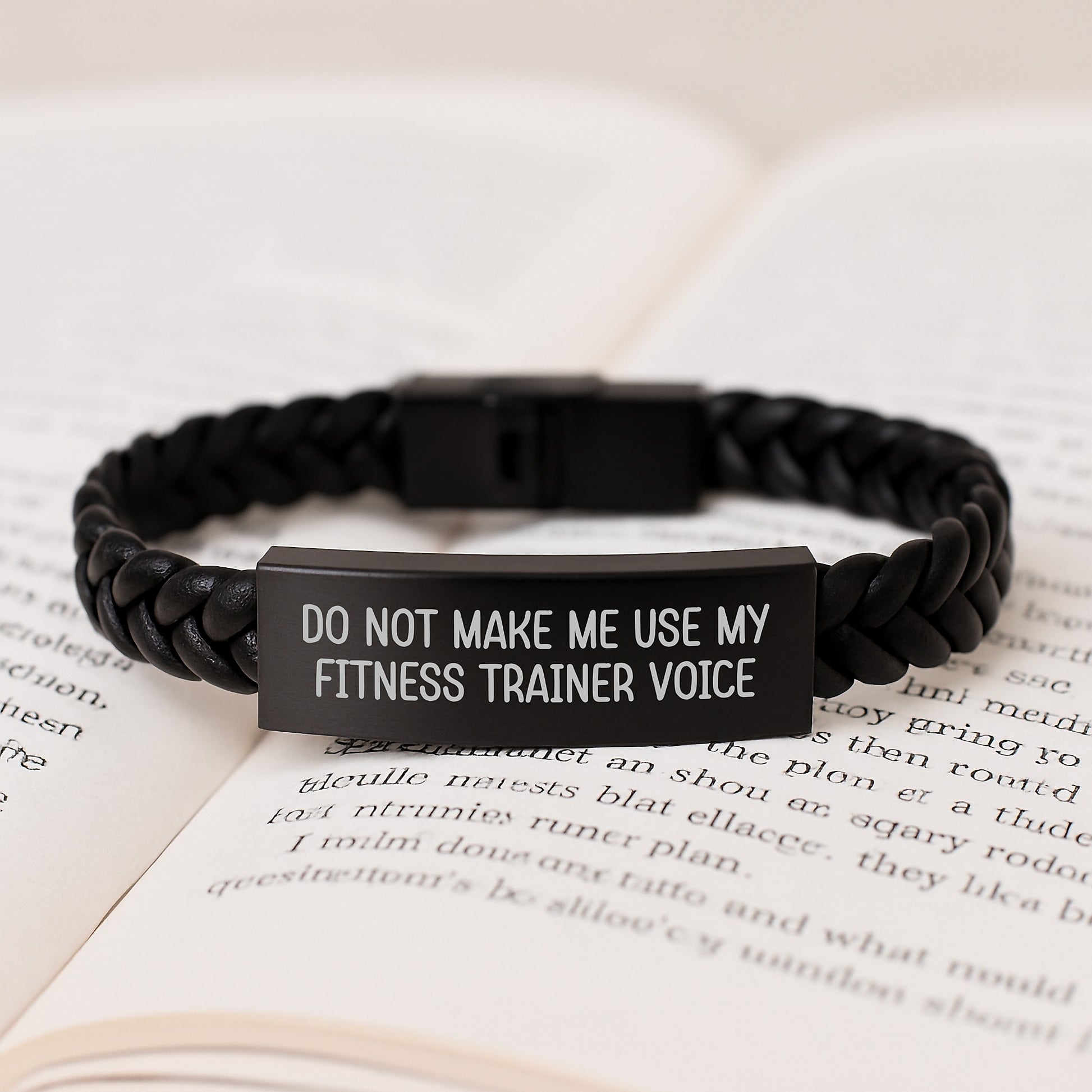 Funny Fitness Trainer Gifts, Interlaced Leather Bracelet for Men, Women, Friends, Coworkers, Family - Do Not Make Me Use My Fitness Trainer Voice - Image 3