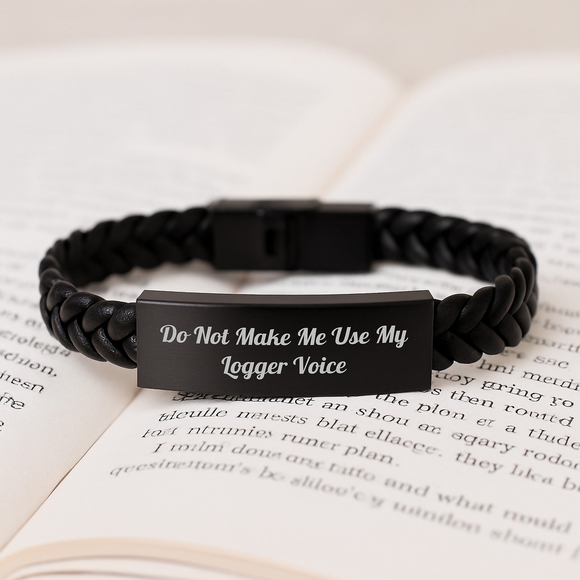 Graduation Unique Gifts from Friends to Logger Men, Funny Interlaced Leather Bracelet Logger, Do Not Make Me Use My Logger Voice - Image 3