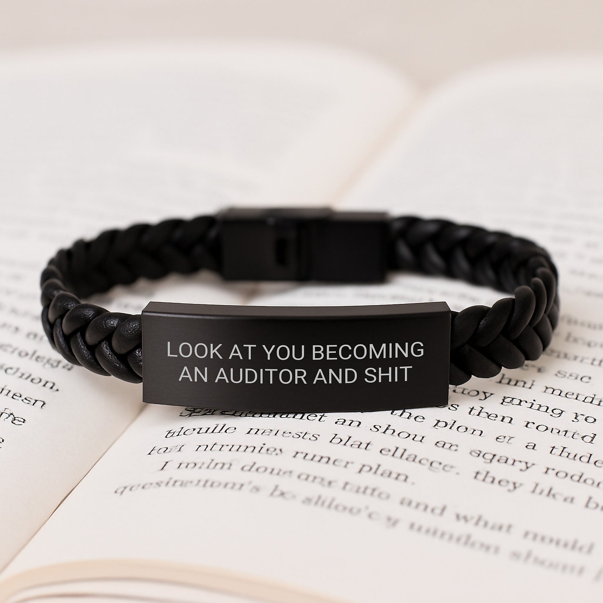 Funny Auditor Gifts for Mom, Interlaced Leather Bracelet, 'Look At You Becoming An Auditor And Shit' Quote, Unique Mother's Day Unique Gifts from Family - Image 3