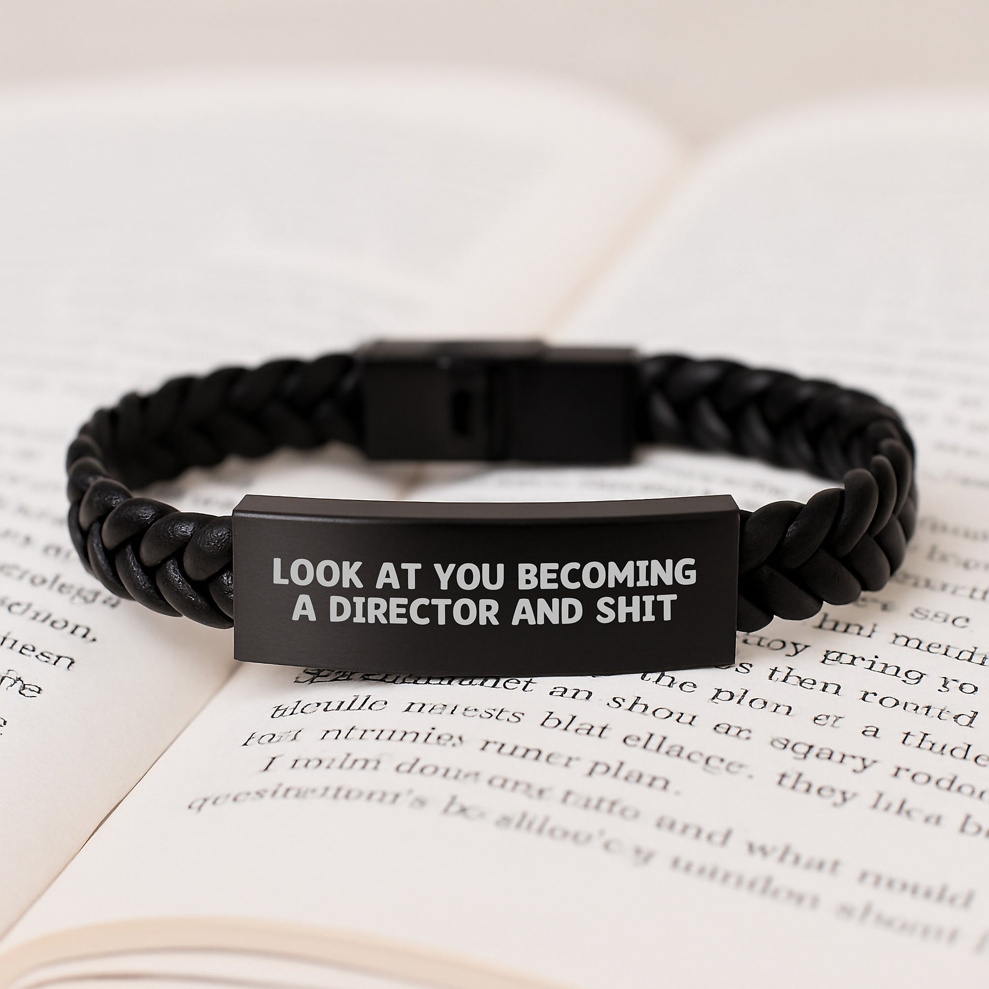 Funny Director Gifts for Him, Interlaced Leather Bracelet with Quote Look At You Becoming A Director And Shit, Gifts from Friends for Director, Unique Graduation Gifts for Him - Image 3