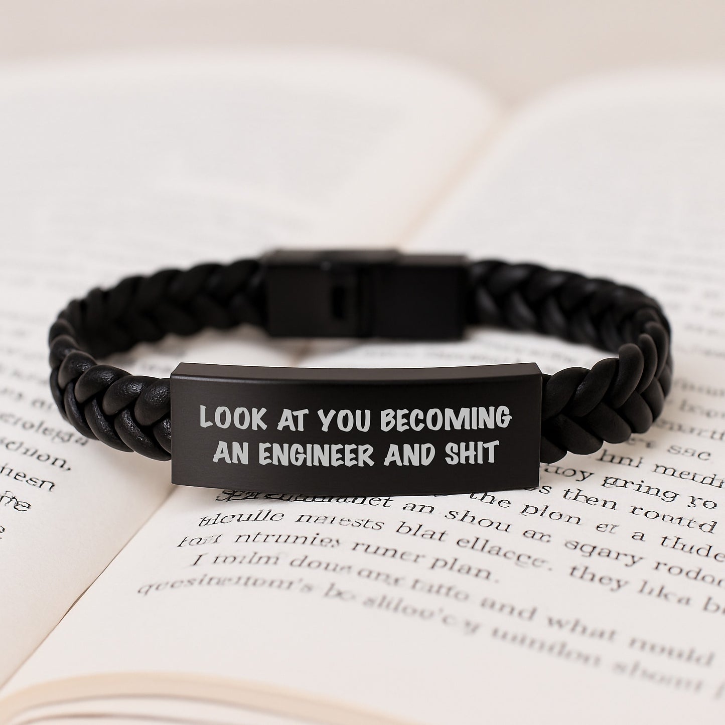 Funny Engineer Gifts from Friends - Interlaced Leather Bracelet with Quote 'Look At You Becoming An Engineer And Shit' for Engineer Graduation Unique Gifts - Image 3