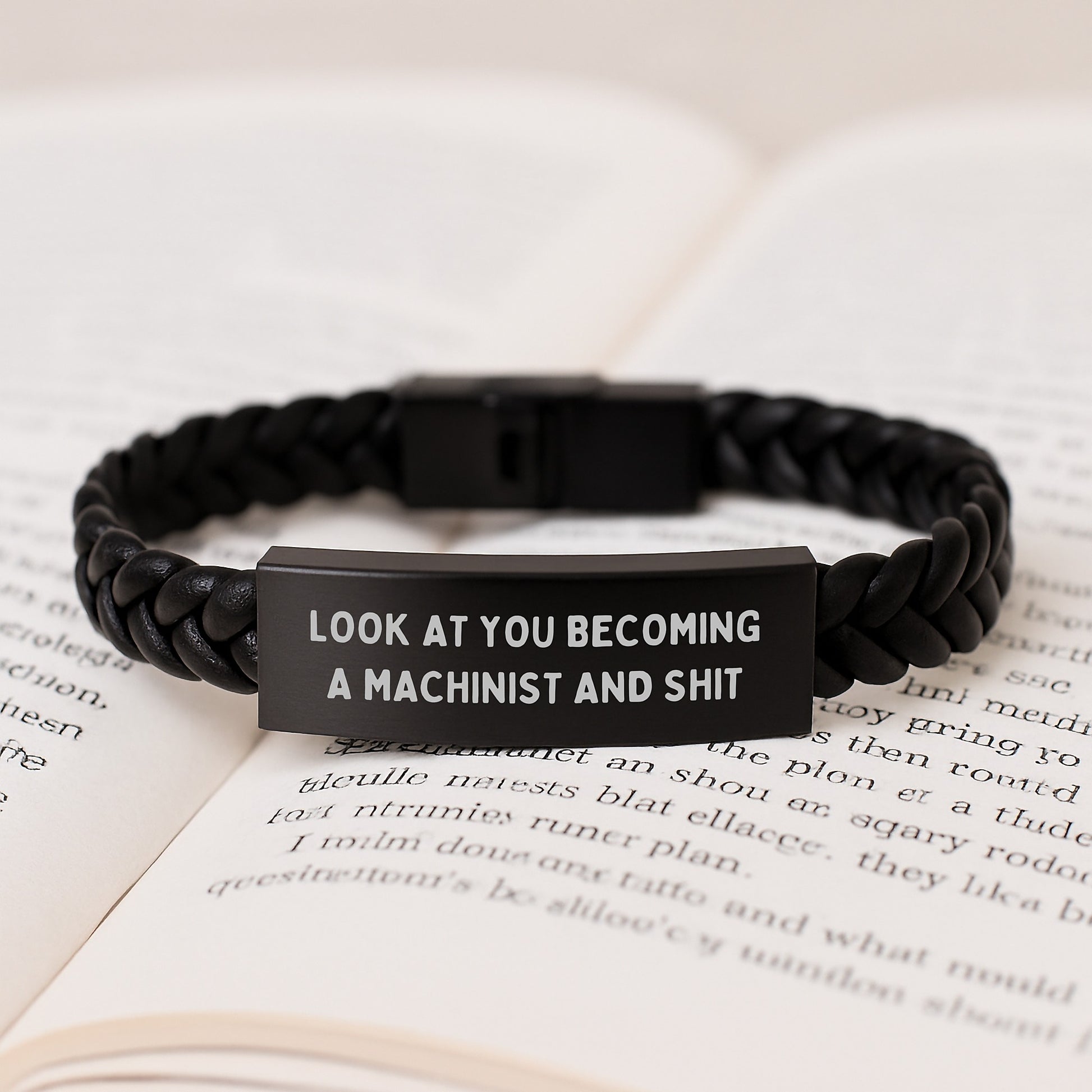 Funny Machinist Gifts for Him - Unisex Interlaced Leather Bracelet for Valentines Day Unique Gifts from Family Friends Coworkers - Image 3