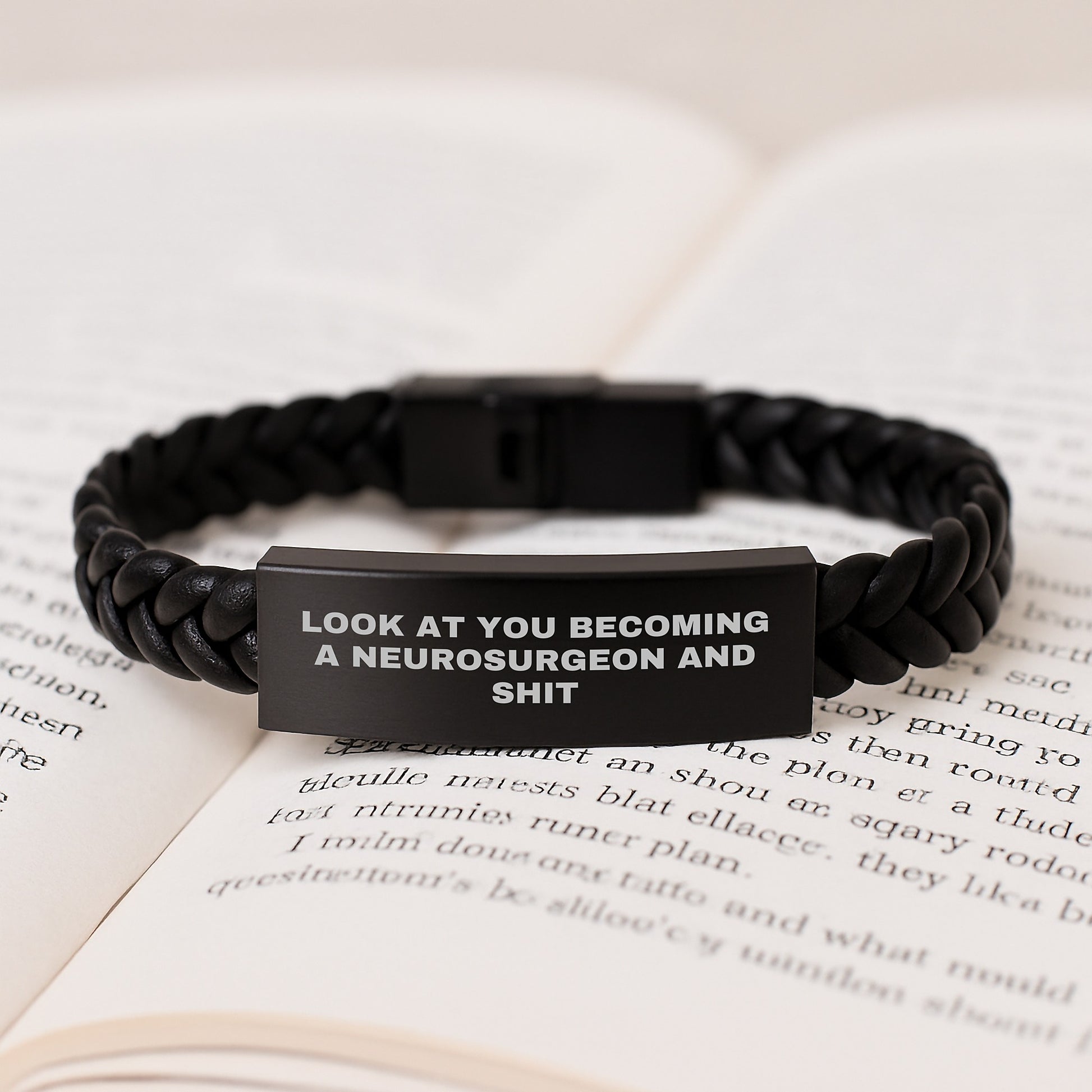 Funny Quote Neurosurgeon Gifts from Friends to Neurosurgeon - Interlaced Leather Bracelet for Christmas Unique Gifts - Image 3
