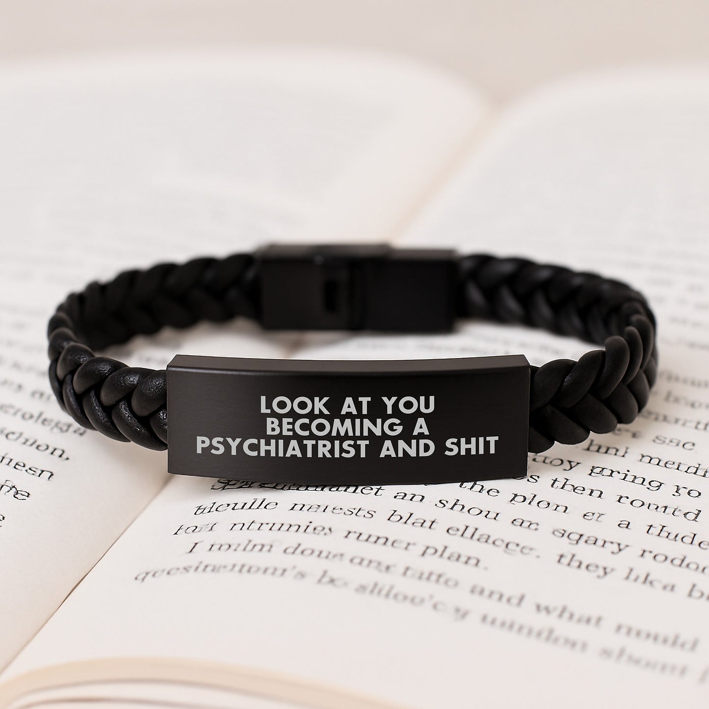 Funny Psychiatrist Gifts for Mom Interlaced Leather Bracelet with Look At You Becoming A Psychiatrist Engraved Stainless Steel & PU Leather Jewelry, Gifts from Mom to Daughter - Image 3
