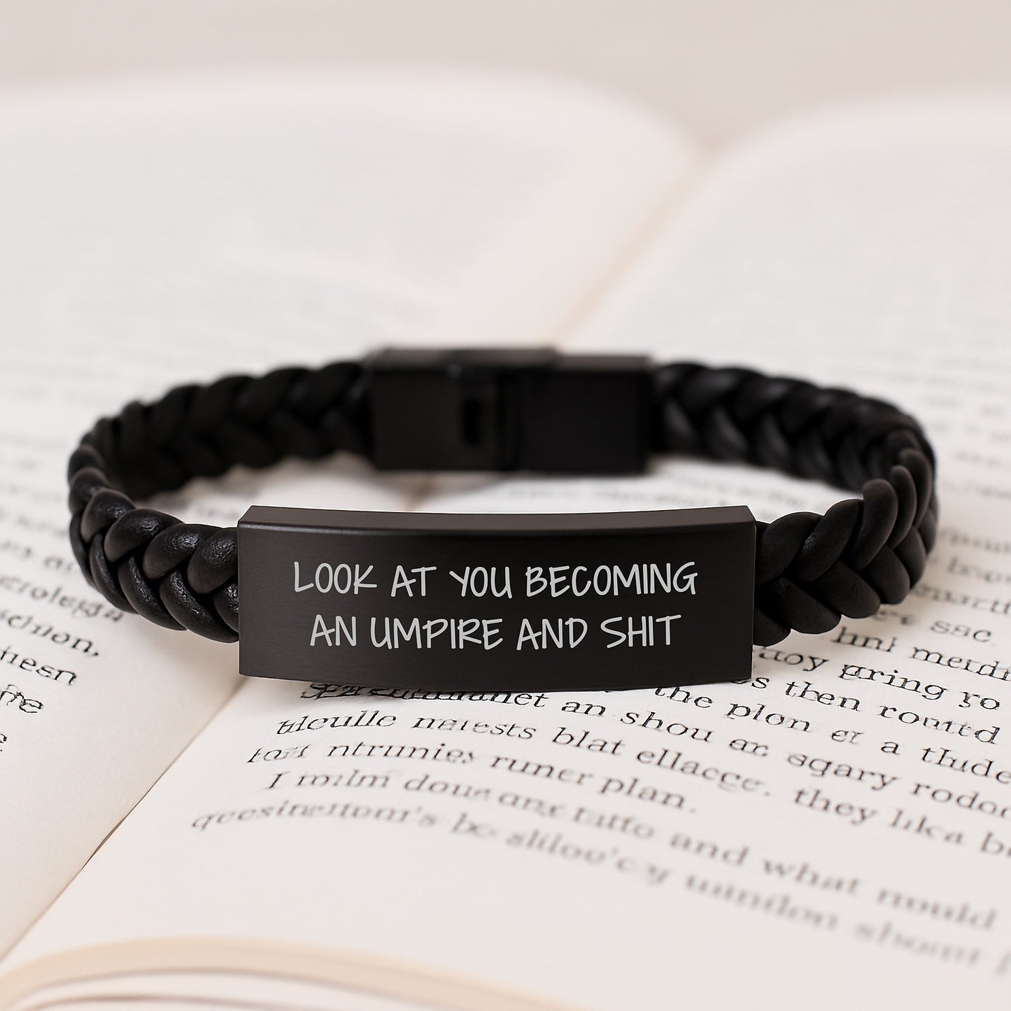 Funny Umpire Gifts for Graduation, Interlaced Leather Bracelet with Stainless Steel and PU Leather, Gifts from Friends to Umpire. - Image 3