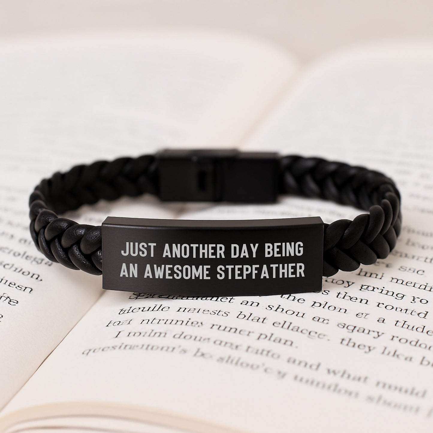 Funny Stepfather Gifts from Men to Stepfather, Interlaced Leather Bracelet for Christmas Unique Gifts for Stepfather - Image 3