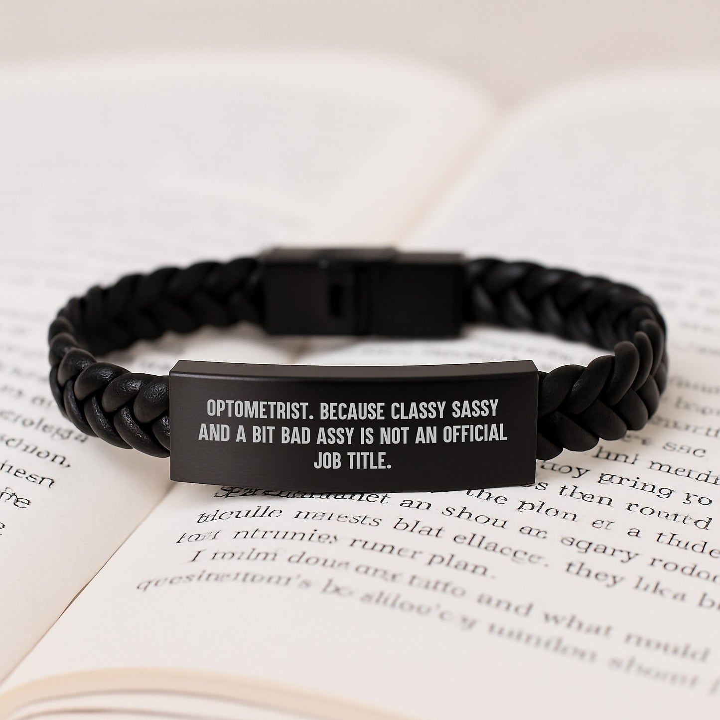 Optometrist Keepsake Interlaced Leather Bracelet for Him Birthday Gift - Image 3
