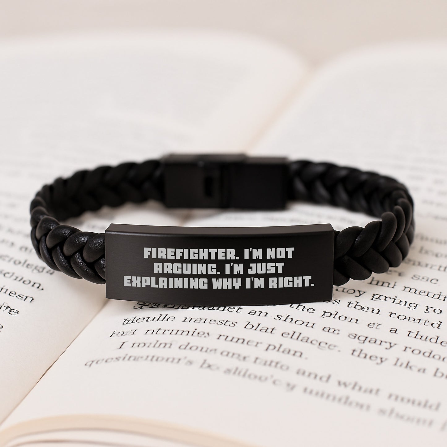 Funny Firefighter Gifts, Inspirational Interlaced Leather Bracelet for Men, Gifts from Friends, Gifts for Firefighter, Firefighter I'm Not Arguing, Graduation Unique Gifts - Image 3