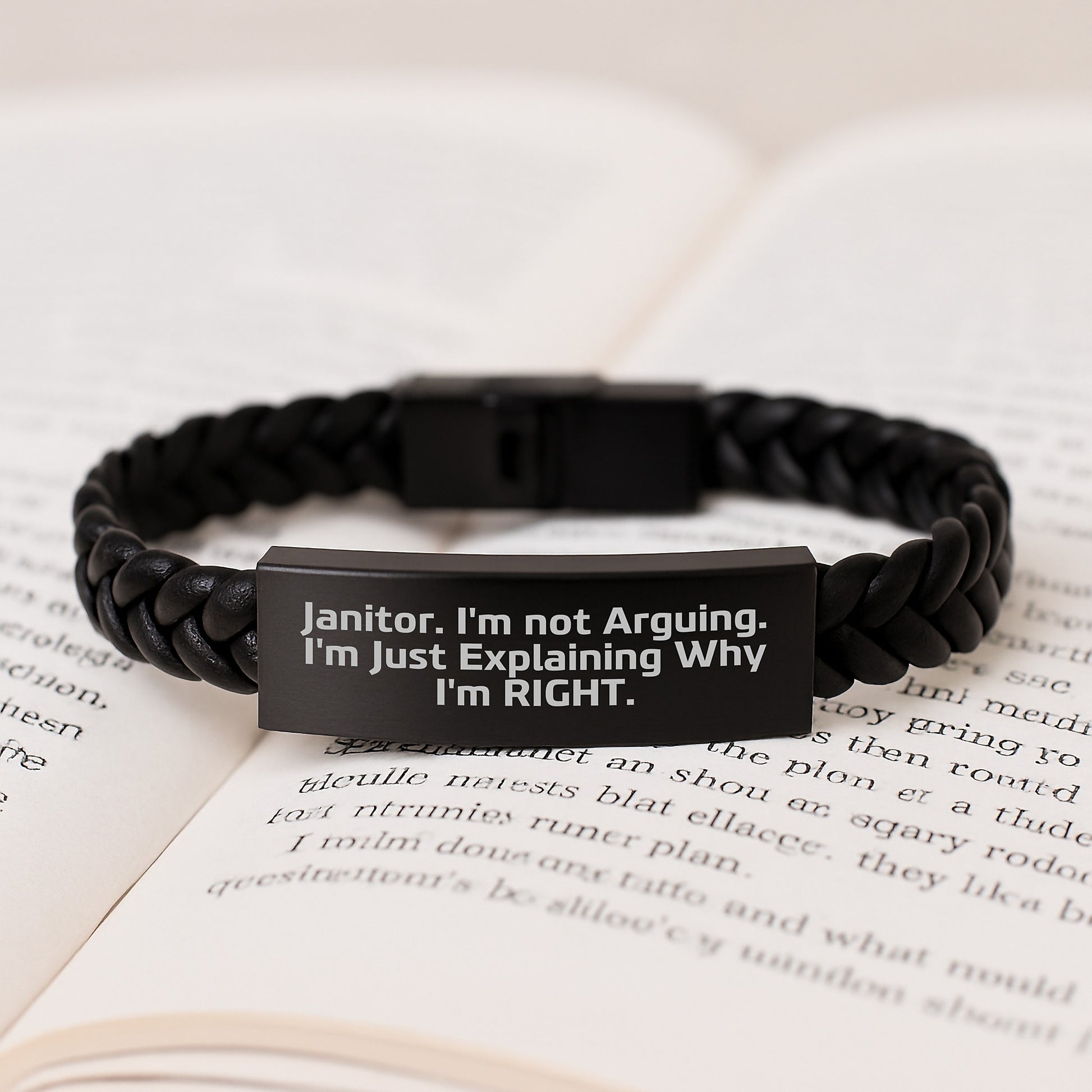 Funny Janitor Gifts, Inspirational Interlaced Leather Bracelet for Janitor, Men, Women Graduation Unique Gifts from Friends, Coworkers, Family - 'I'm Not Arguing. I'm Just Explaining Why I'm Right.' - Image 3