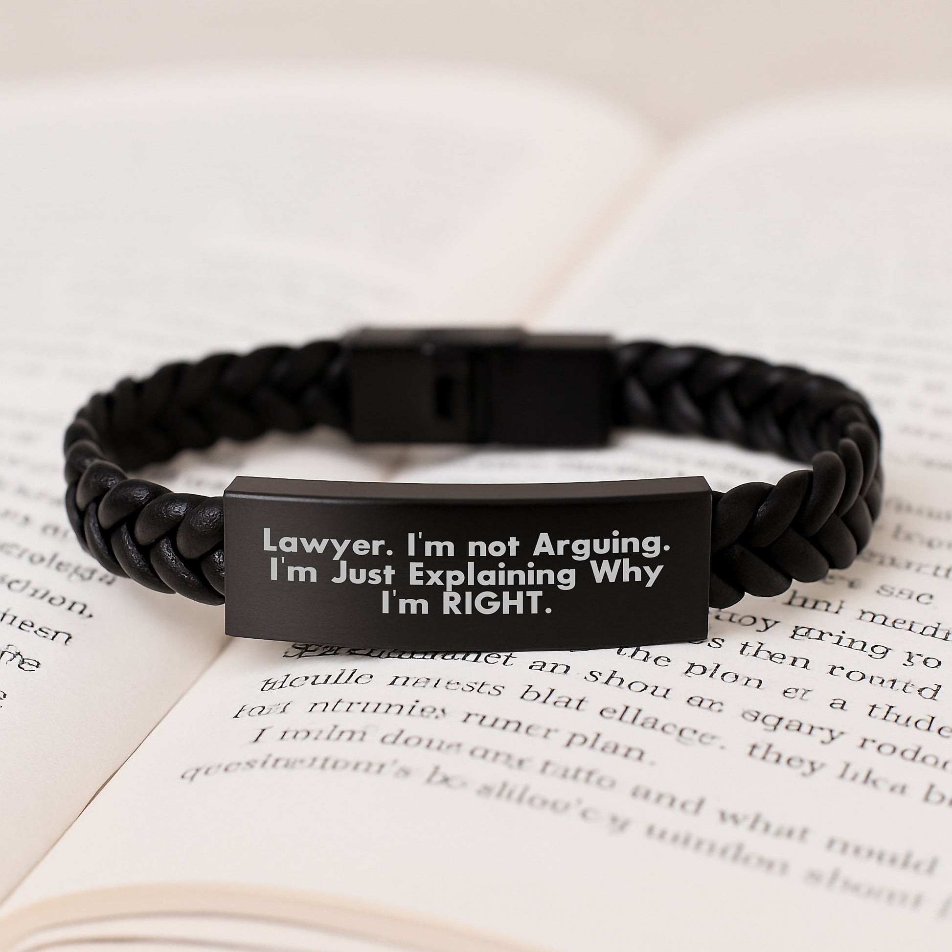 Funny Lawyer Gifts - Birthday Unique Gifts from Friends to Lawyer, Interlaced Leather Bracelet with 'I'm Not Arguing. I'm Just Explaining Why I'm Right.' Quote - Image 3