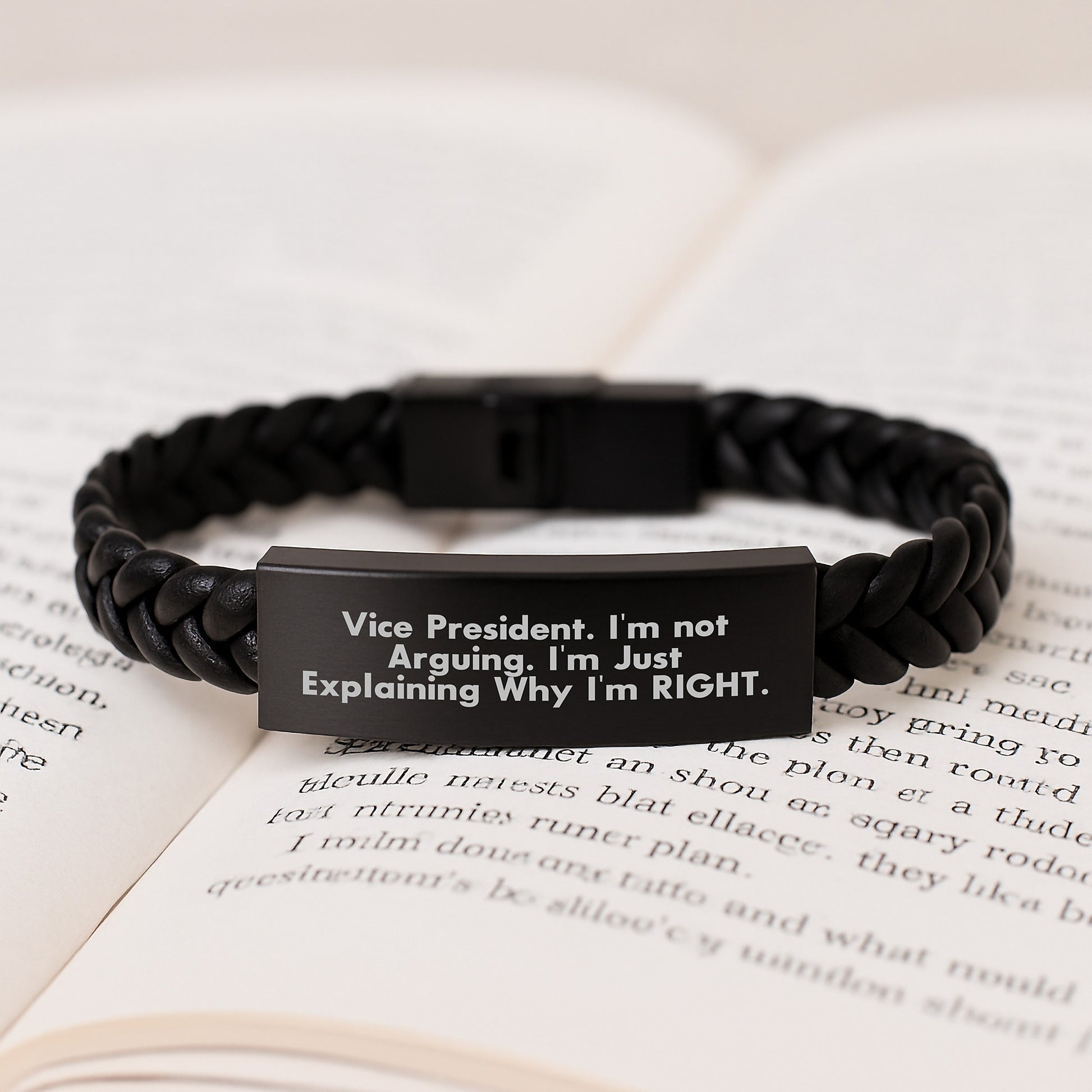 Funny Vice President Gifts for Men from Friends and Family - Explaining Why I'm Right Interlaced Leather Bracelet for Graduation Unique Gifts - Image 3
