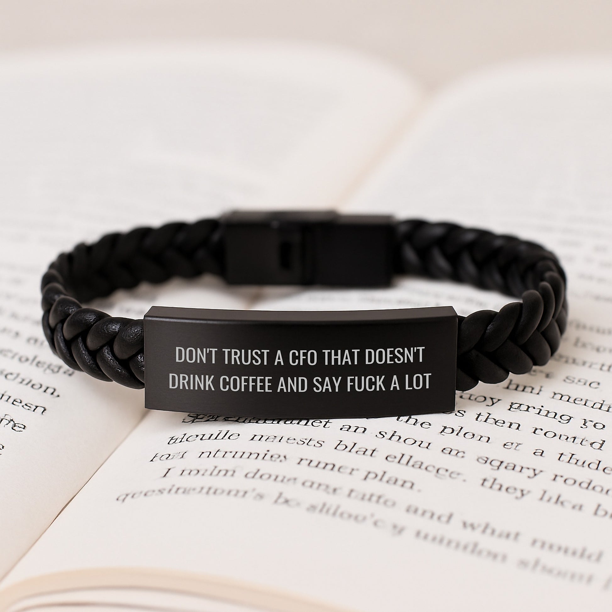 Funny CFO Gifts for Men, Graduation Unique Gifts from Family to CFO, Interlaced Leather Bracelet with Stainless Steel and PU Leather - Image 3
