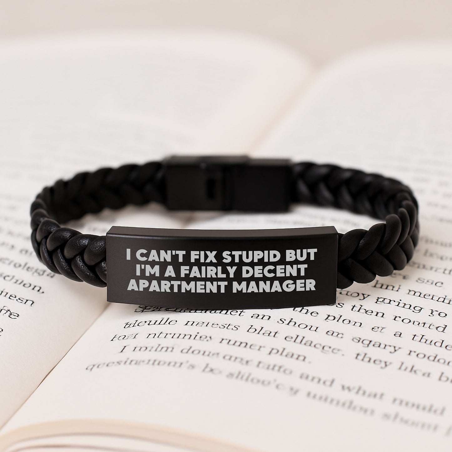 Funny Apartment Manager Gifts for Men - I Can't Fix Stupid But I'm A Fairly Decent - Interlaced Leather Bracelet for Graduation Unique Gifts - Image 3