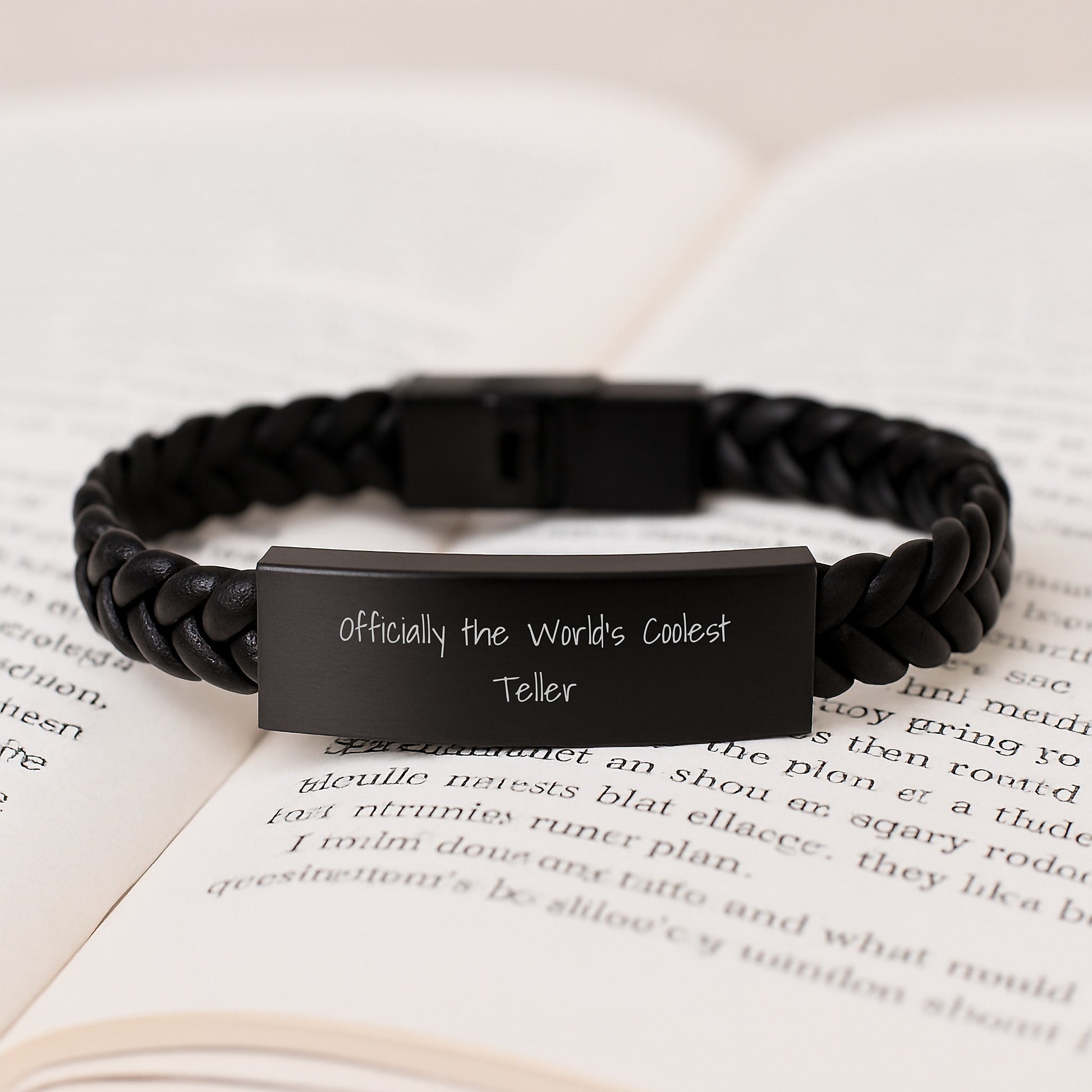 Funny Graduation Gifts for Teller - Officially The World's Coolest Teller Interlaced Leather Bracelet for Men Women Friends Coworkers Family - Image 3