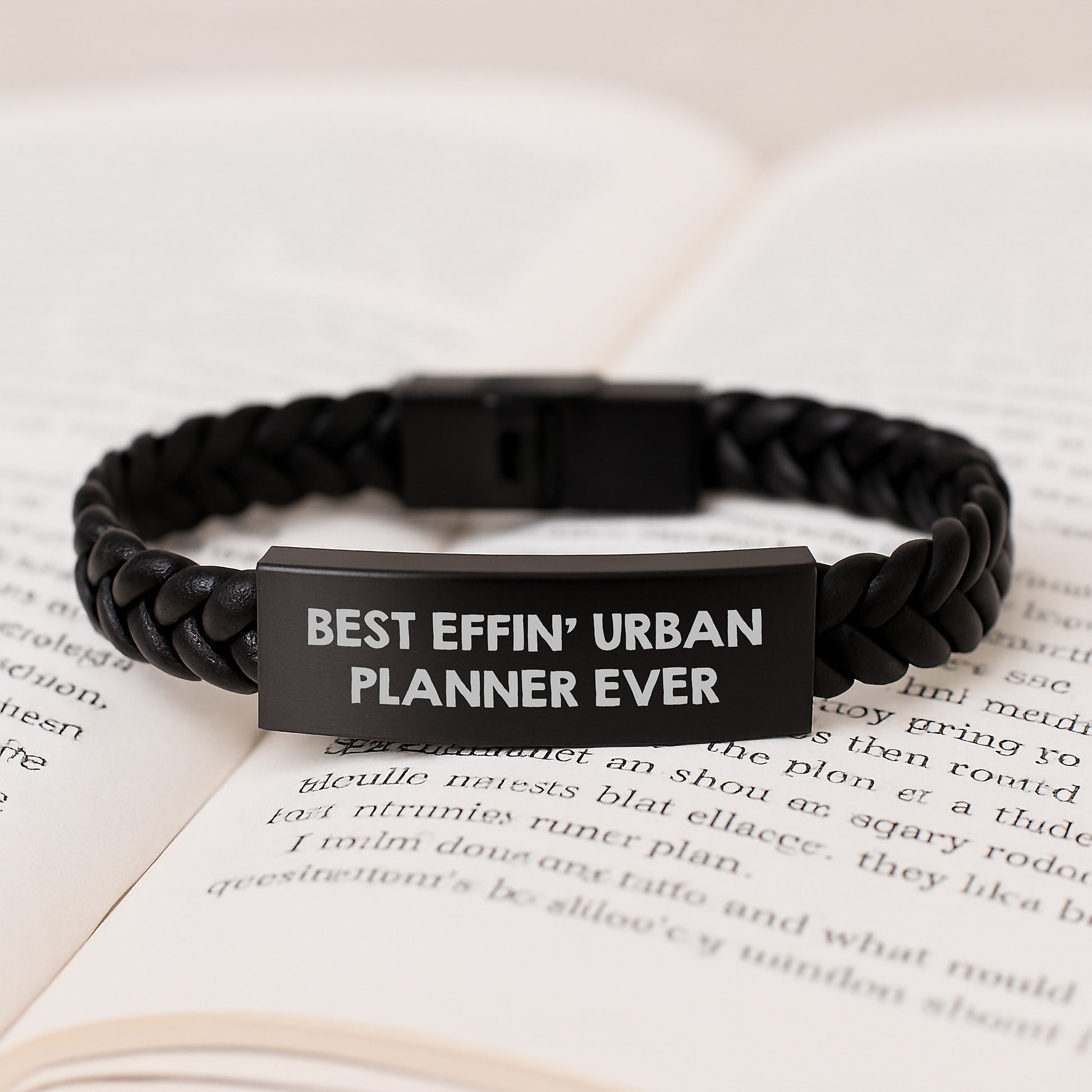 Unique Gifts for Urban Planner - Funny Interlaced Leather Bracelet, Best Effin' Urban Planner Ever Quote, Christmas Memorable Presents - Image 3