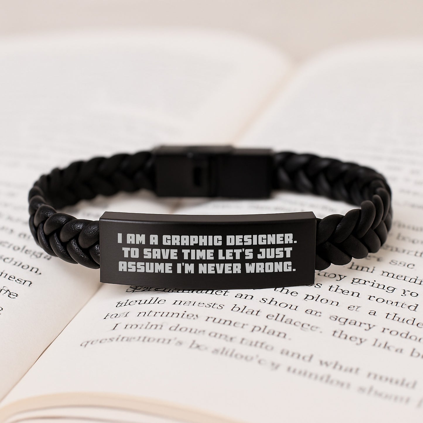Graphic Designer Keepsake Interlaced Leather Bracelet Birthday Gift - Image 3