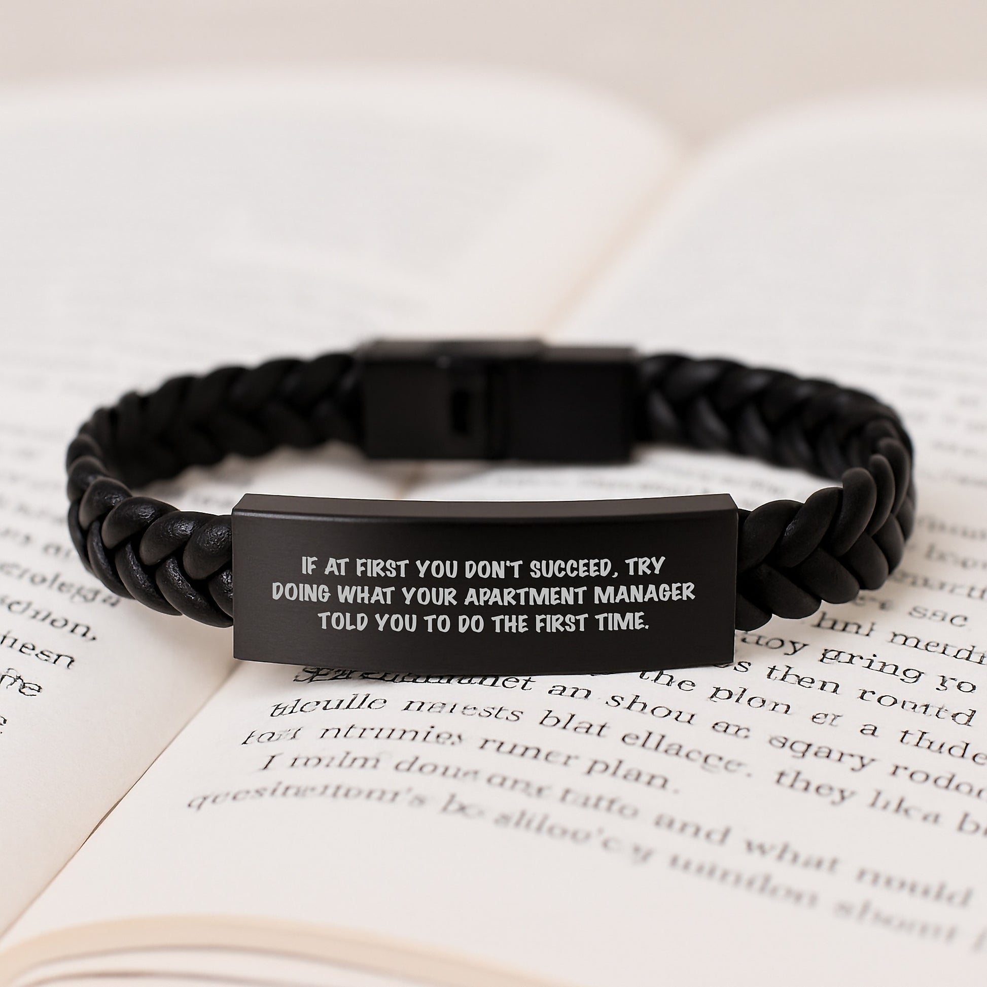 Apartment Manager Gifts: Funny Quote Interlaced Leather Bracelet, Gifts from Women to Woman, Birthday Unique Gifts for Apartment Manager, Durable Stainless Steel and PU Leather Combination - Image 3