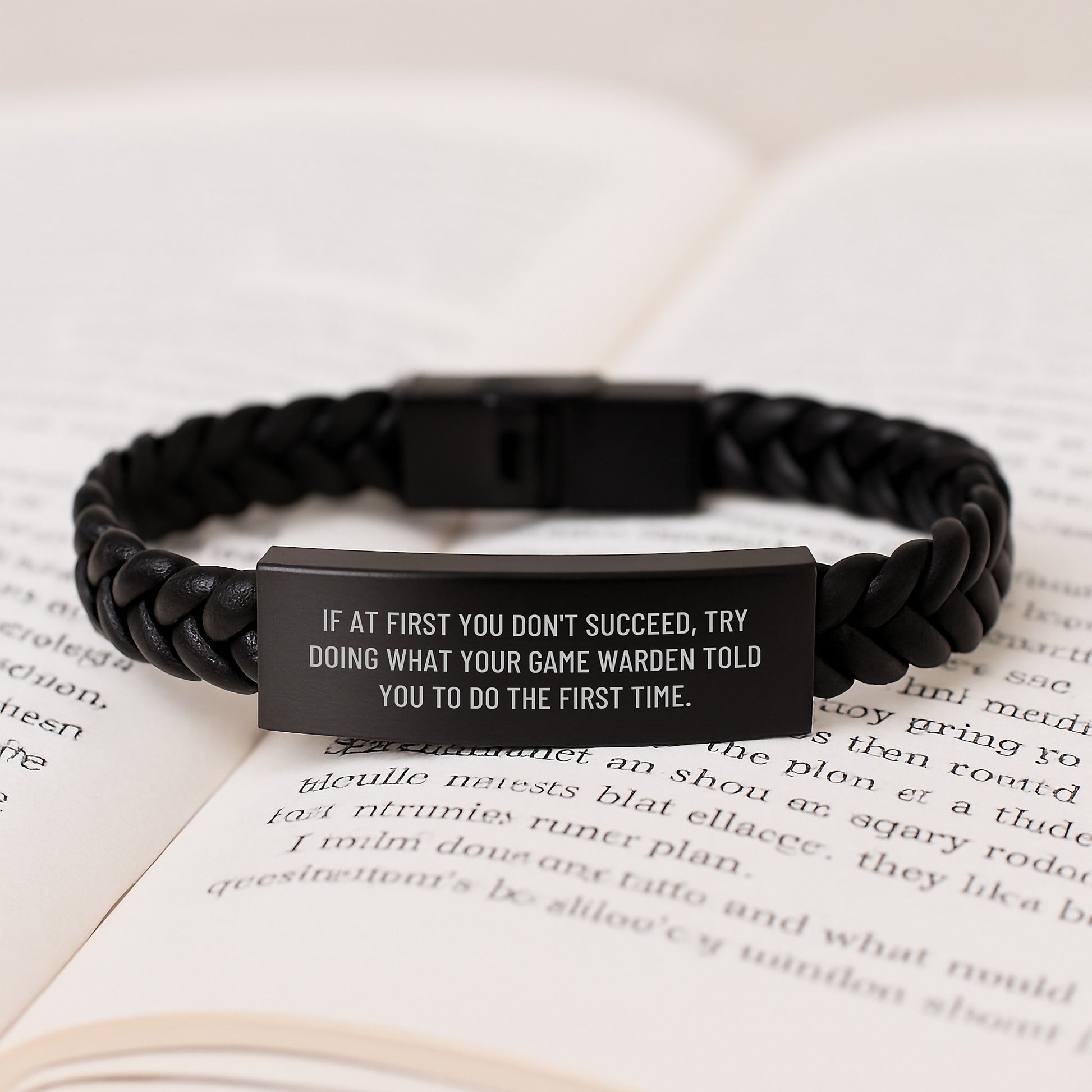 Game Warden Keepsake Interlaced Leather Bracelet Birthday Gift for Him - Image 3