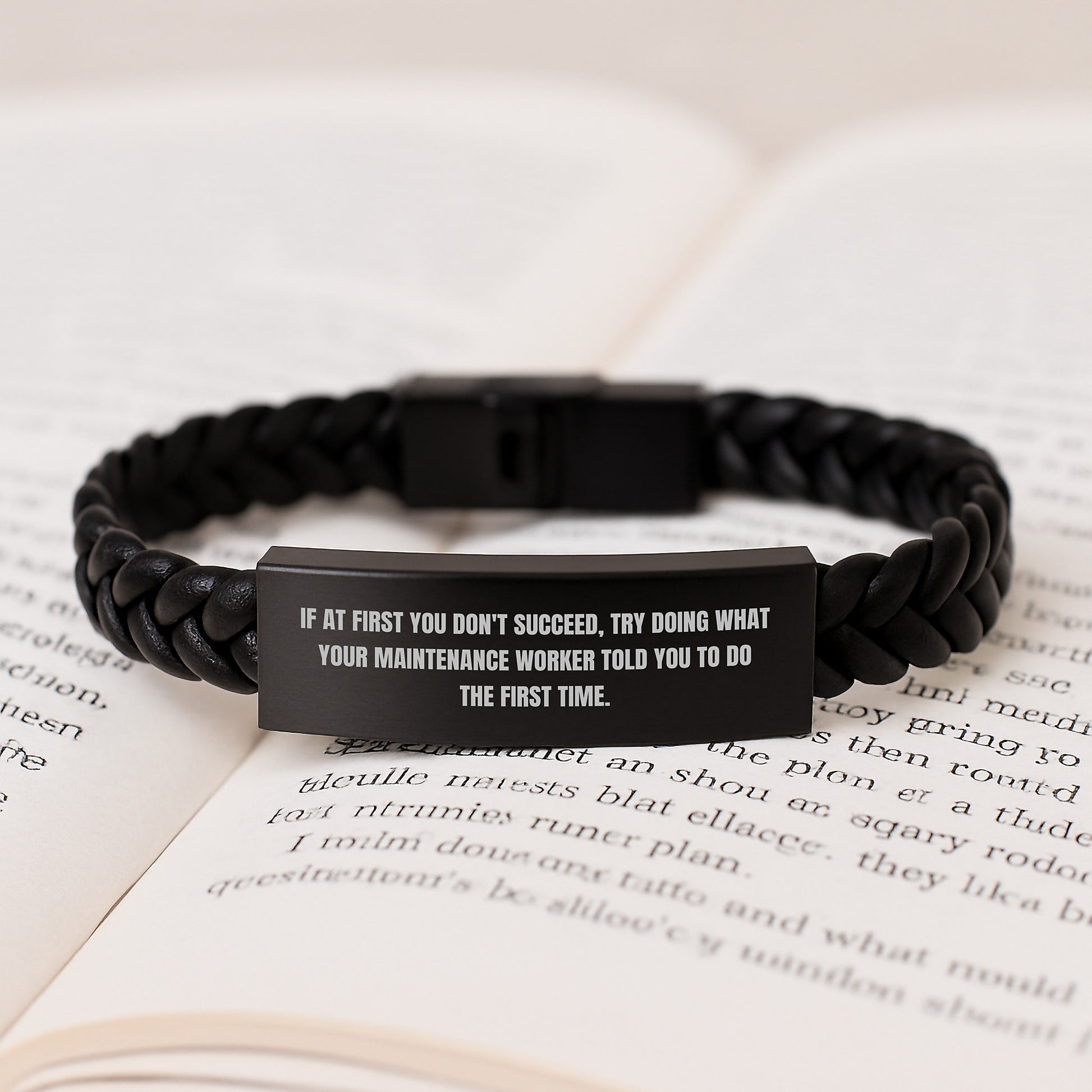 Birthday Gift Interlaced Leather Bracelet for Her Maintenance Worker - Image 3