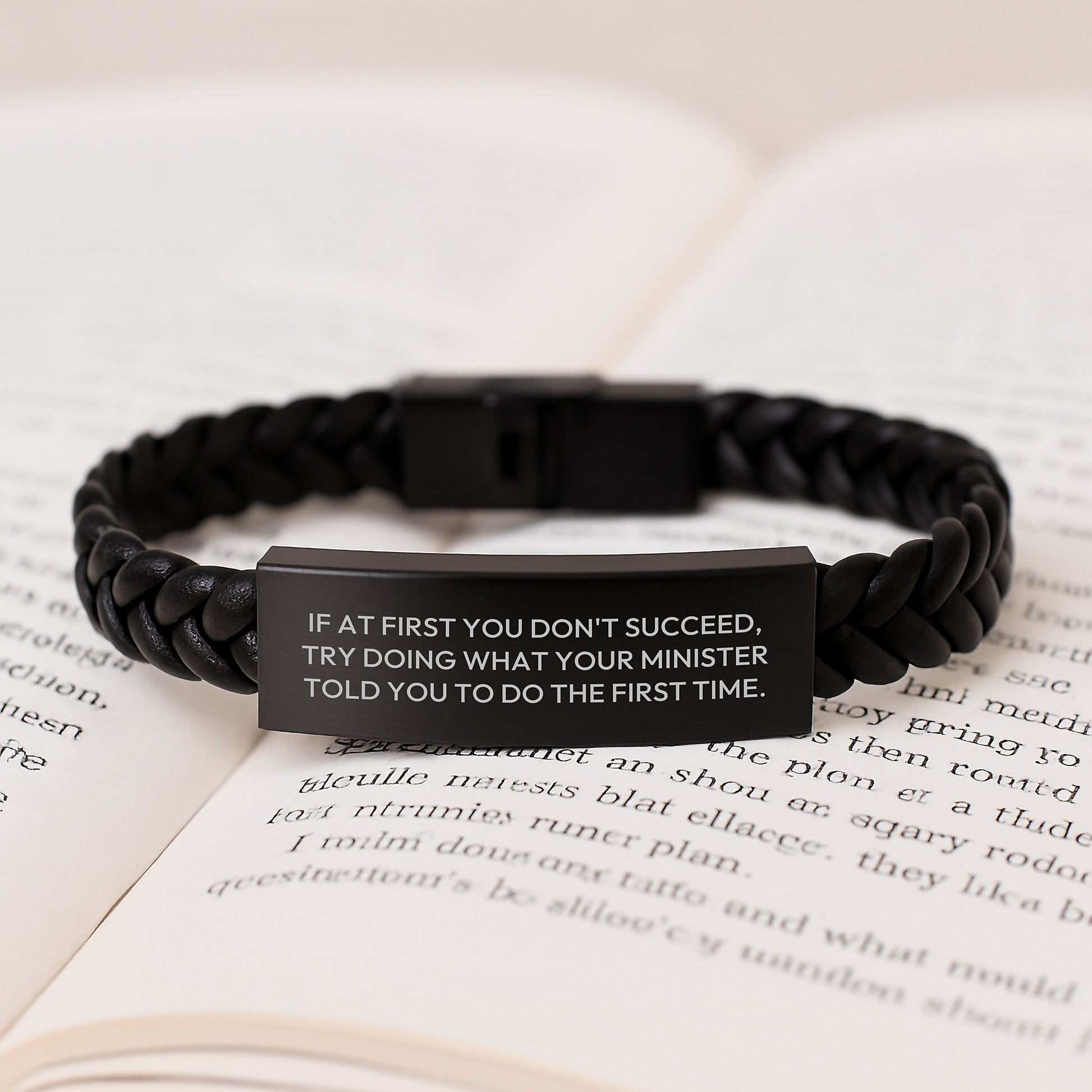 For Him Keepsake Minister Interlaced Leather Bracelet Birthday Gift - Image 3