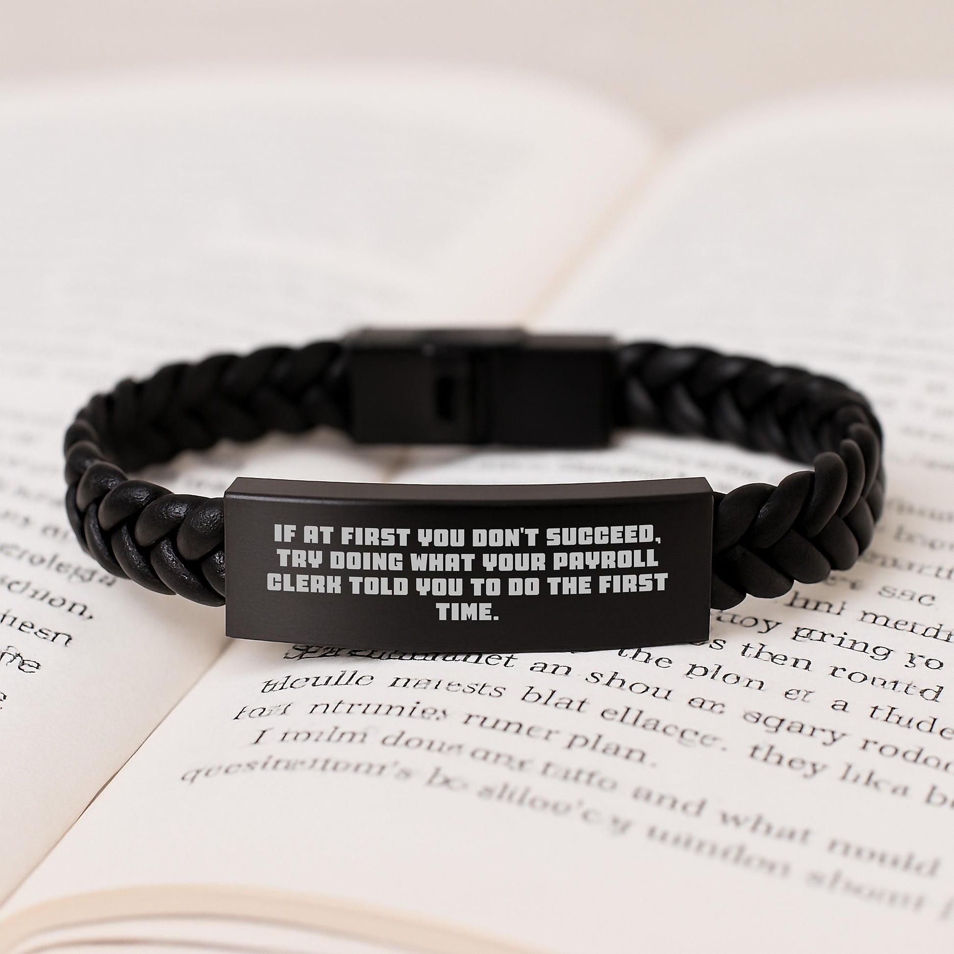Gifts for Payroll Clerk, Funny Interlaced Leather Bracelet, Birthday Unique Gifts from Friends - Image 3