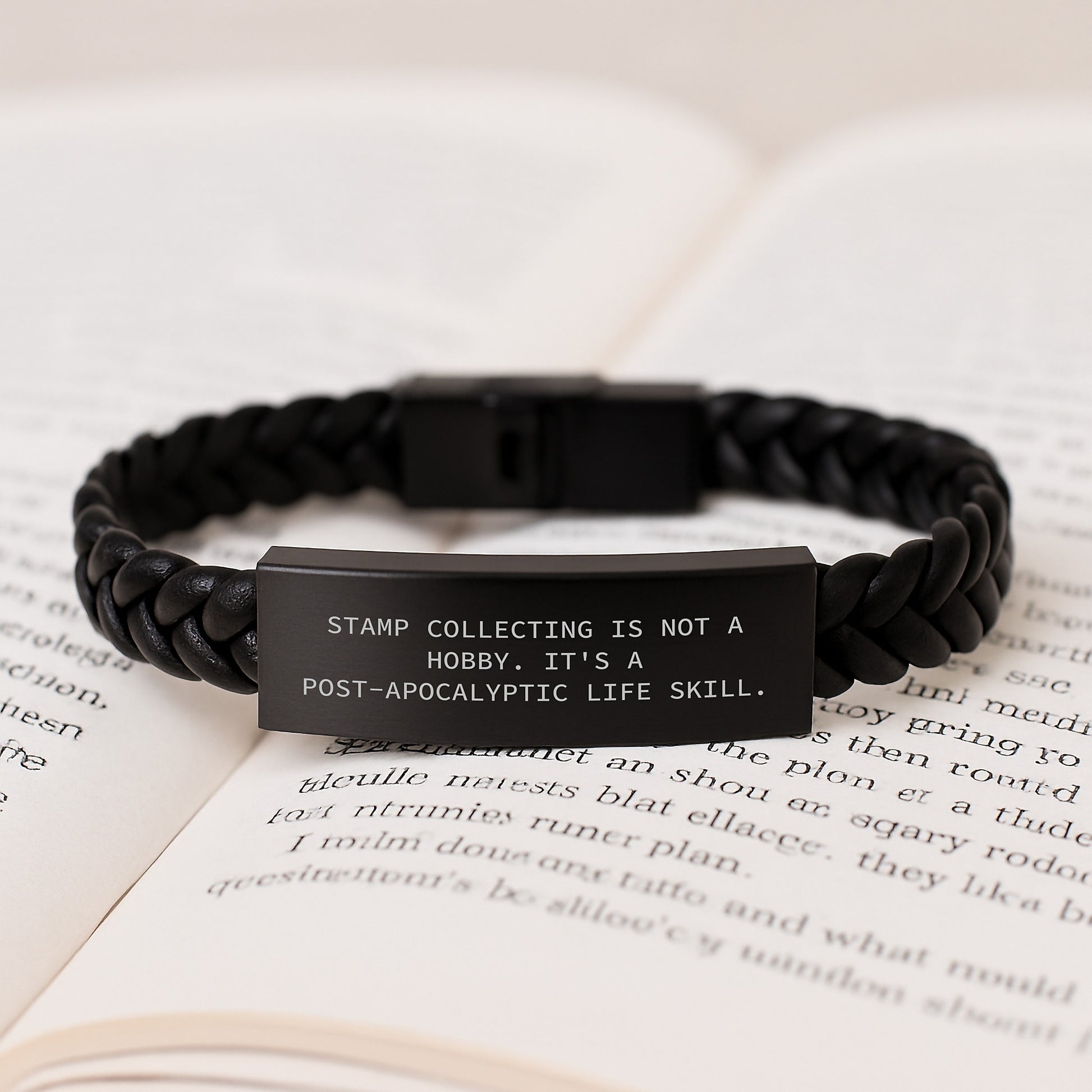 Stamp Collecting Keepsake Interlaced Leather Bracelet Him Bday Gift - Image 3